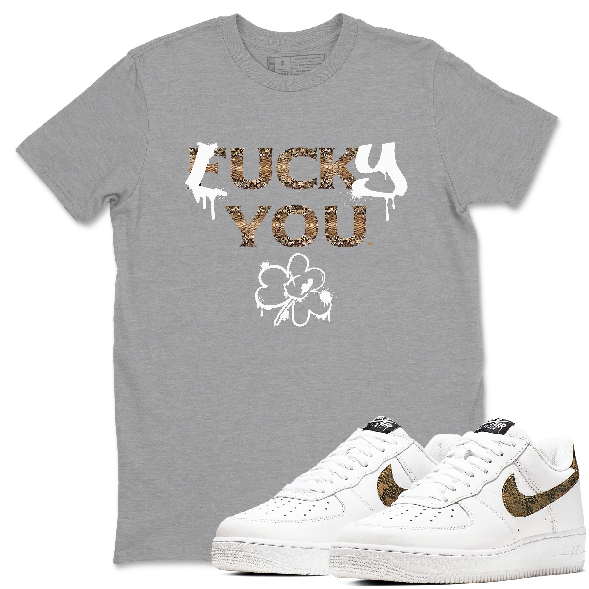 AF1 Ivory Snake shirt to match jordans Lucky You sneaker tees Air Force1 Ivory Snake Drip Gear Zone unisex cotton Heather Grey 1 crew neck shirt