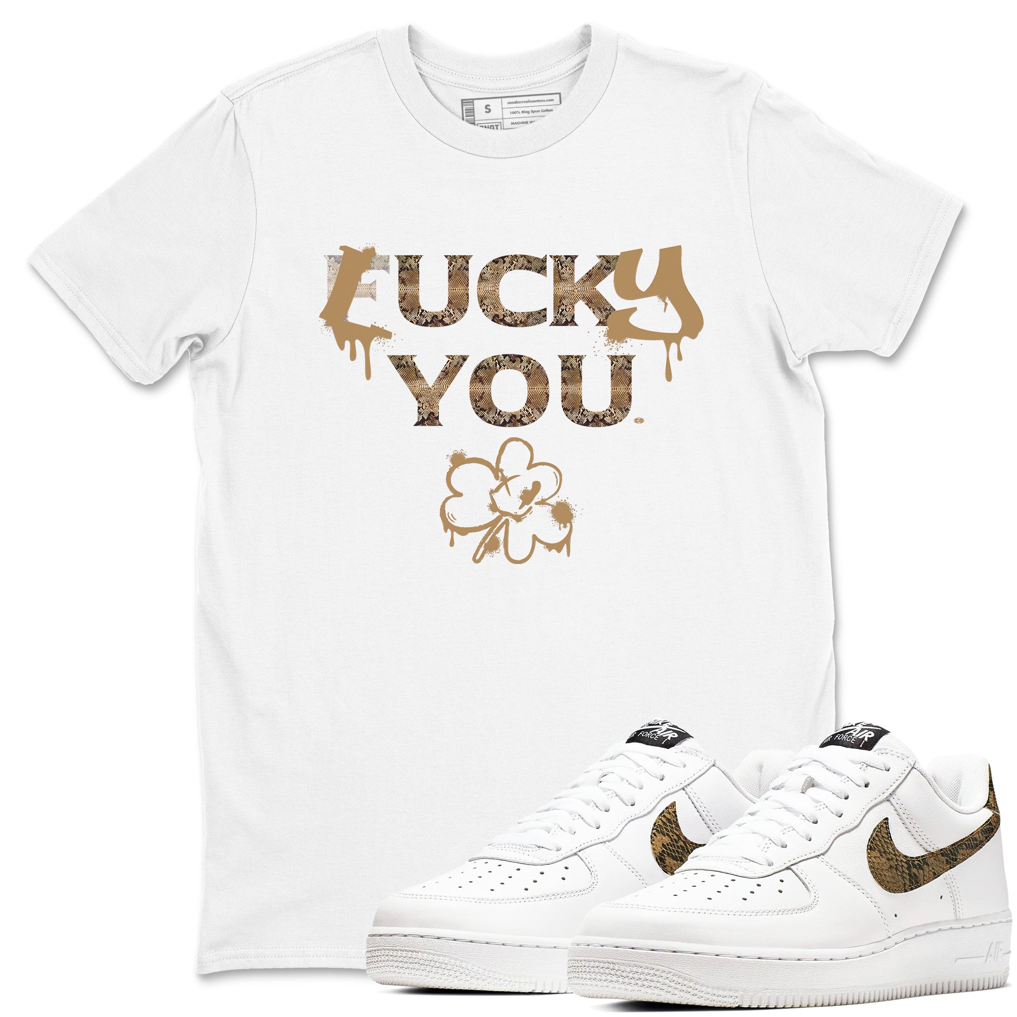 AF1 Ivory Snake shirt to match jordans Lucky You sneaker tees Air Force1 Ivory Snake Drip Gear Zone unisex cotton White 1 crew neck shirt