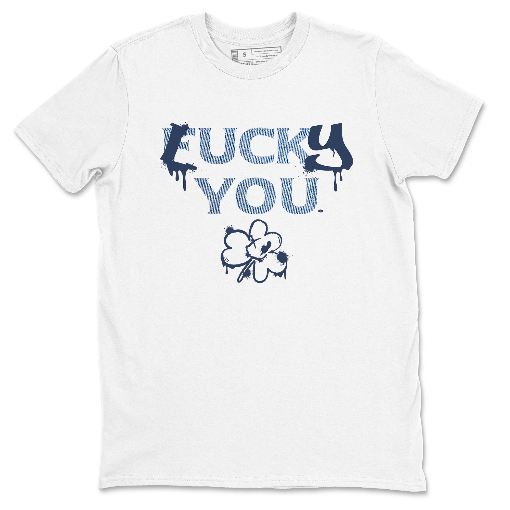 AJ 1 Denim shirts to match jordans Lucky You sneaker match tees Air Jordan 1 Denim Drip Gear Zone streetwear brand White 2 unisex cotton tee