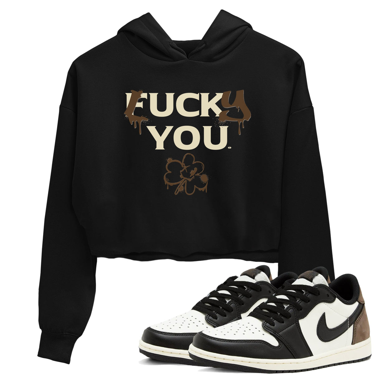 1s Mocha shirts to match jordans Lucky You sneaker match tees Air Jordan 1 Mocha match shoes to clothes Drip Gear Zone unisex cotton Black 1 crop tee