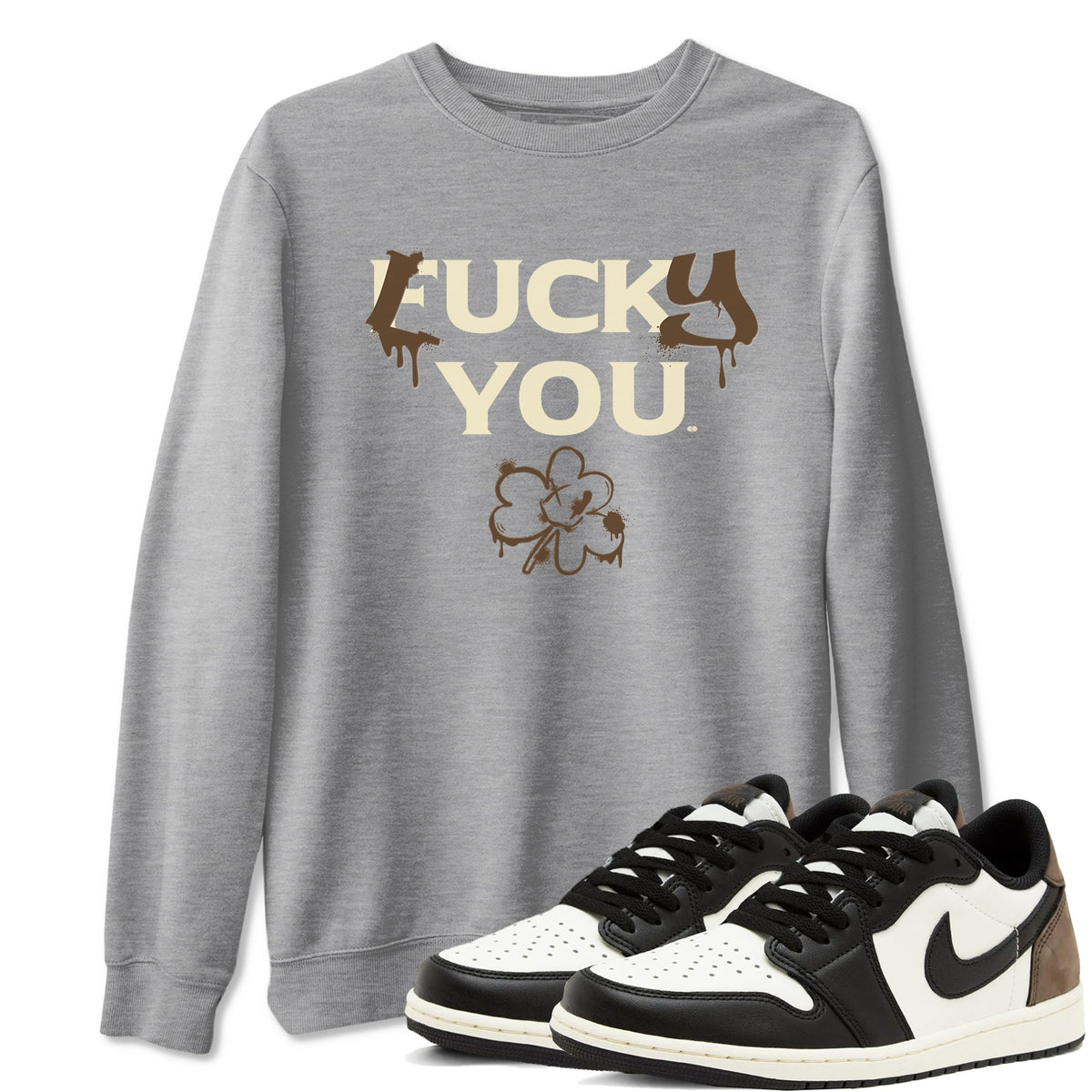 1s Mocha shirts to match jordans Lucky You sneaker match tees Air Jordan 1 Mocha match shoes to clothes Drip Gear Zone unisex cotton Heather Grey 1 shirts