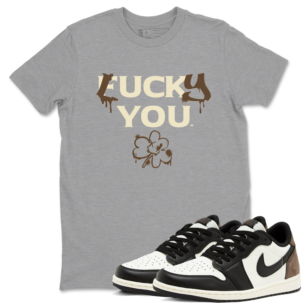 1s Mocha shirts to match jordans Lucky You sneaker match tees Air Jordan 1 Mocha match shoes to clothes Drip Gear Zone unisex cotton Heather Grey 1 shirts