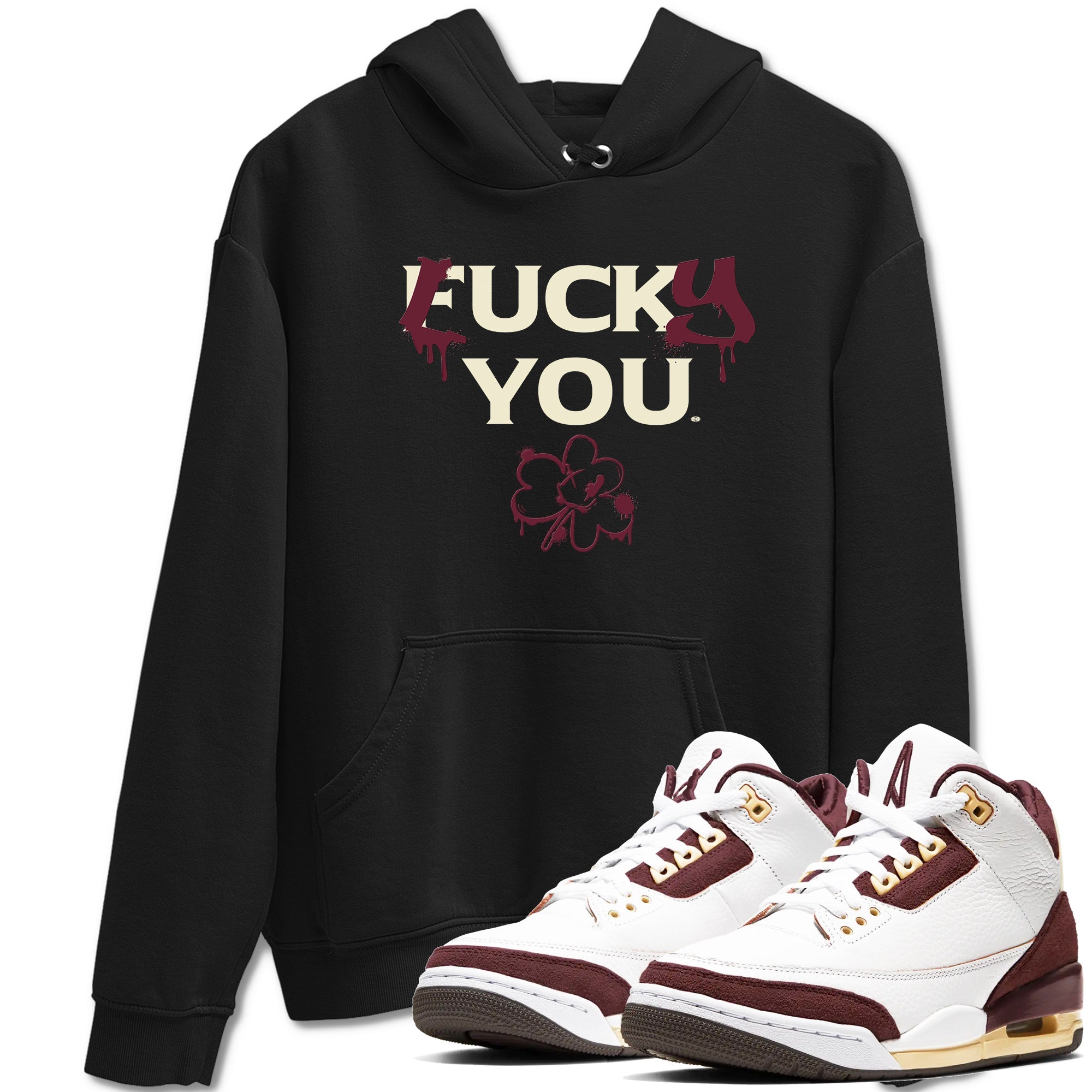 3s A Ma Maniere x Burgundy Crush shirts to match jordans Lucky You sneaker match tees Air Jordan 3 A Ma Maniere x Burgundy Crush Drip Gear Zone streetwear brand Black 1 unisex cotton tee