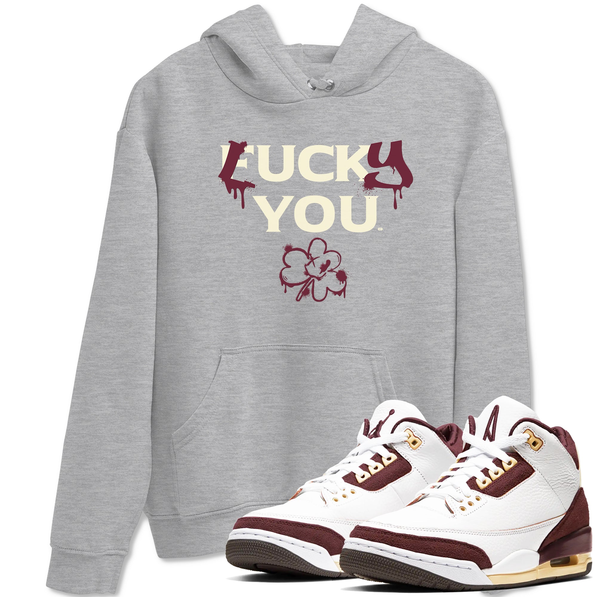 3s A Ma Maniere x Burgundy Crush shirts to match jordans Lucky You sneaker match tees Air Jordan 3 A Ma Maniere x Burgundy Crush Drip Gear Zone streetwear brand Heather Grey 1 unisex cotton tee