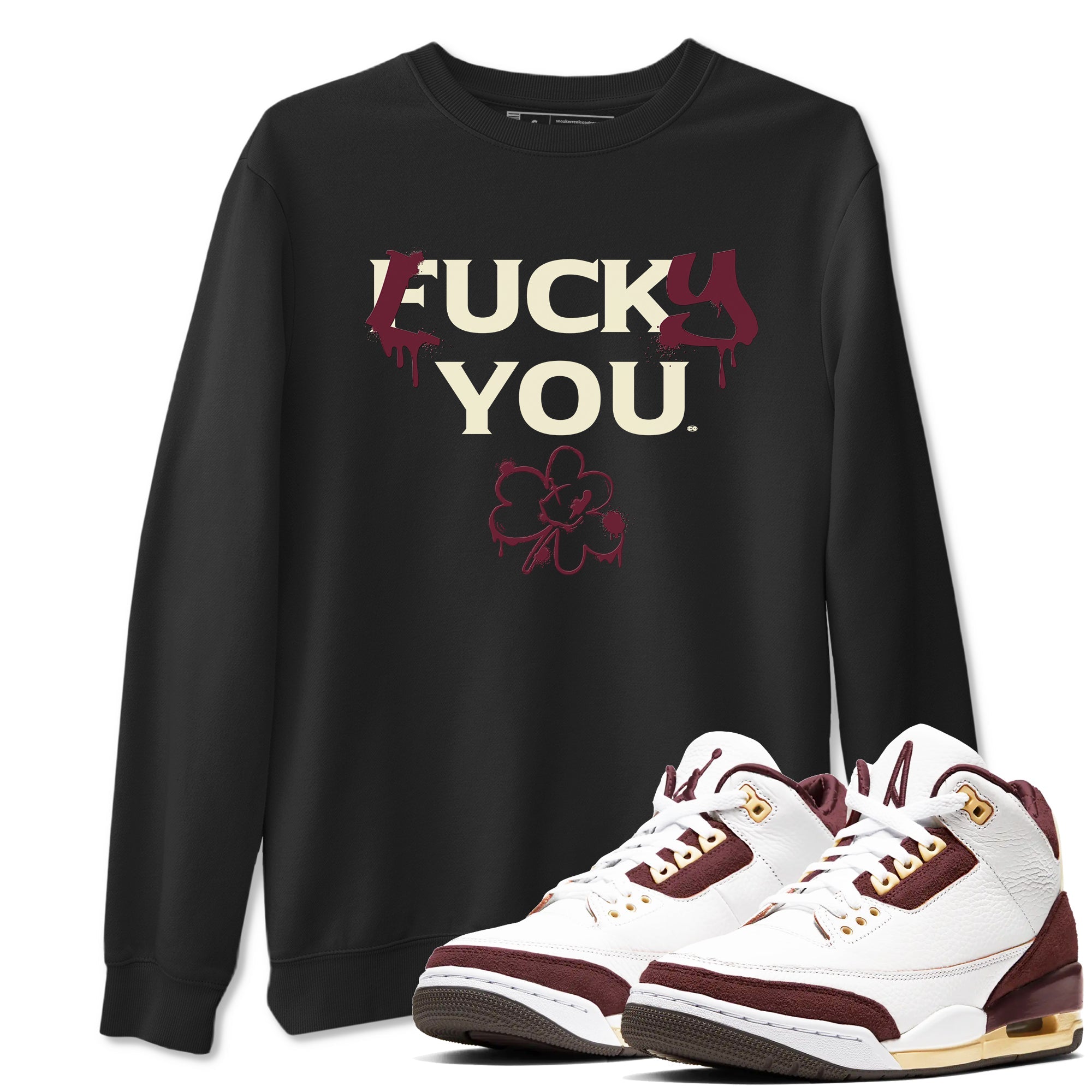 3s A Ma Maniere x Burgundy Crush shirts to match jordans Lucky You sneaker match tees Air Jordan 3 A Ma Maniere x Burgundy Crush Drip Gear Zone streetwear brand Black 1 unisex cotton tee