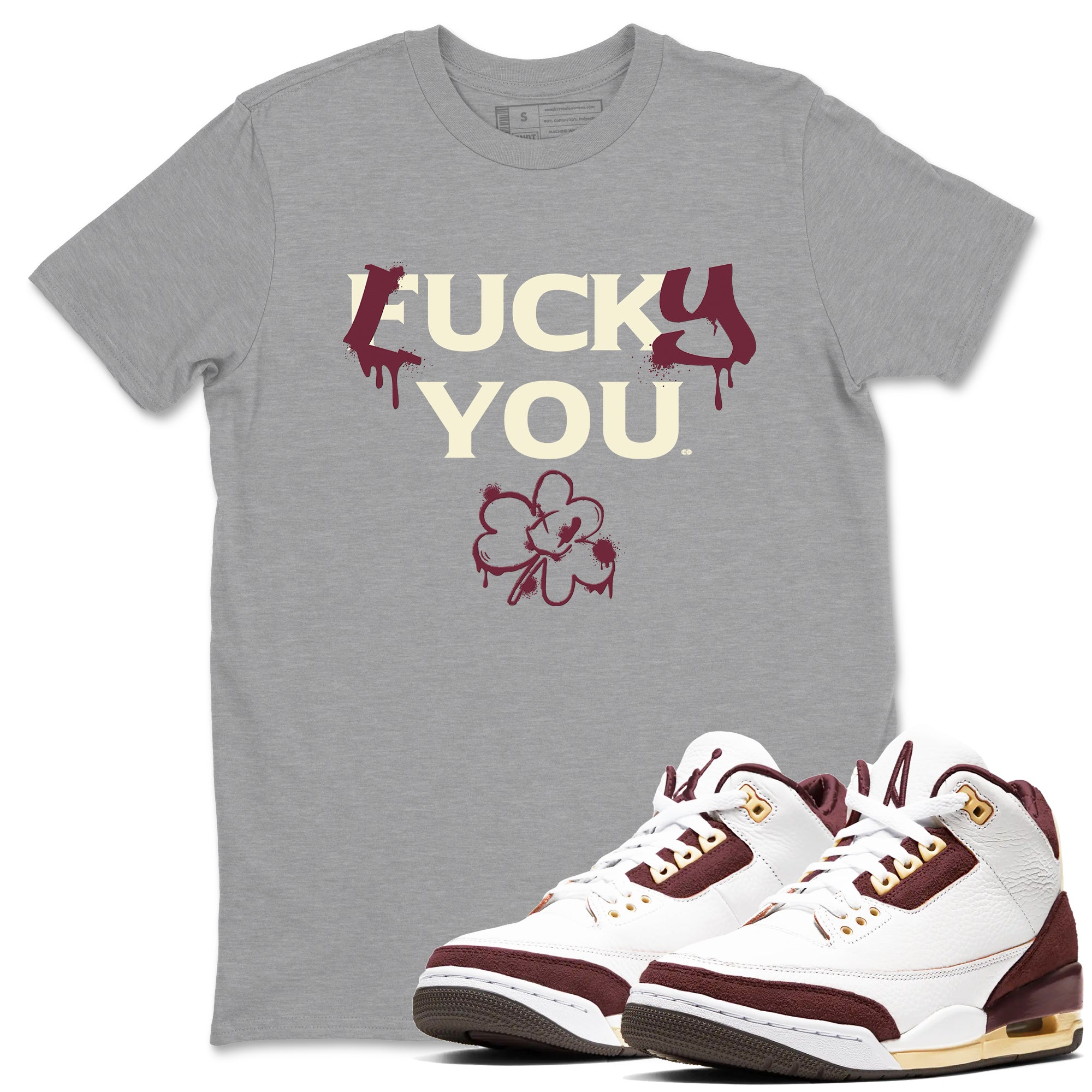 3s A Ma Maniere x Burgundy Crush shirts to match jordans Lucky You sneaker match tees Air Jordan 3 A Ma Maniere x Burgundy Crush Drip Gear Zone streetwear brand Heather Grey 1 unisex cotton tee