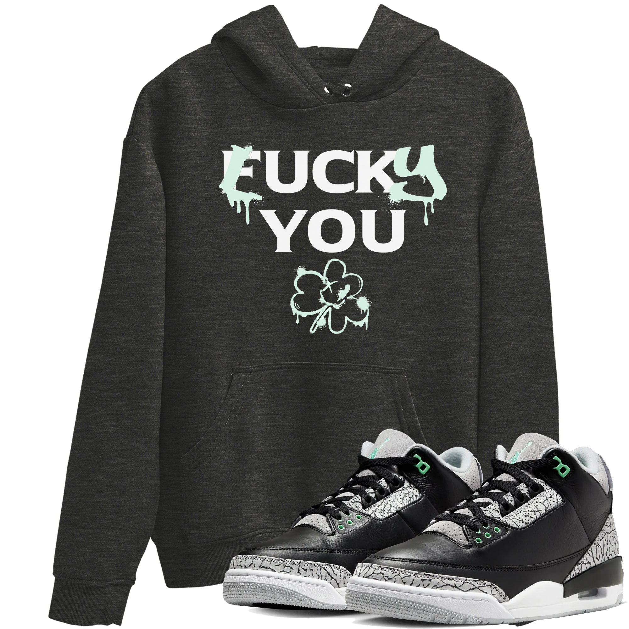 3s Green Glow shirt to match jordans Lucky You sneaker tees Air Jordan 3 Green Glow Drip Gear Zone unisex cotton Charcoal Heather 1 crew neck shirt