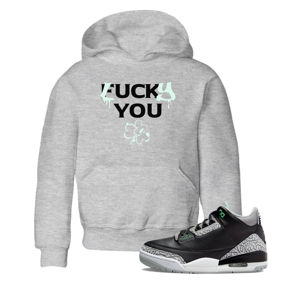 3s Green Glow shirt to match jordans Lucky You sneaker tees Air Jordan 3 Green Glow Drip Gear Zone baby toddler Heather Grey 1 cotton Shirt