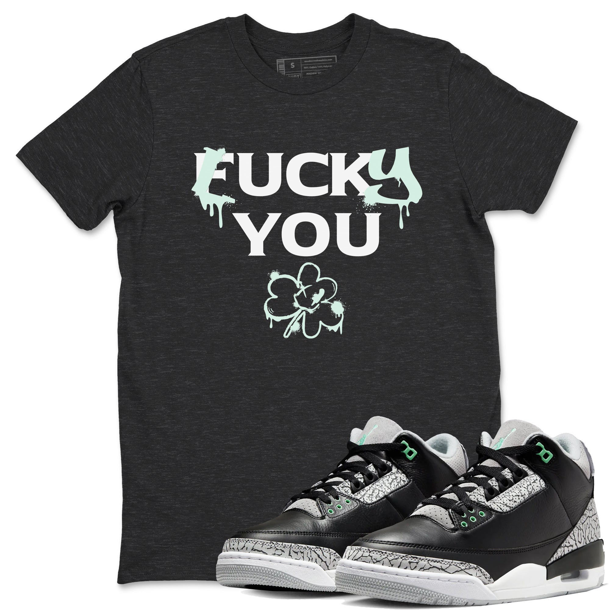 3s Green Glow shirt to match jordans Lucky You sneaker tees Air Jordan 3 Green Glow Drip Gear Zone unisex cotton Charcoal Heather 1 crew neck shirt