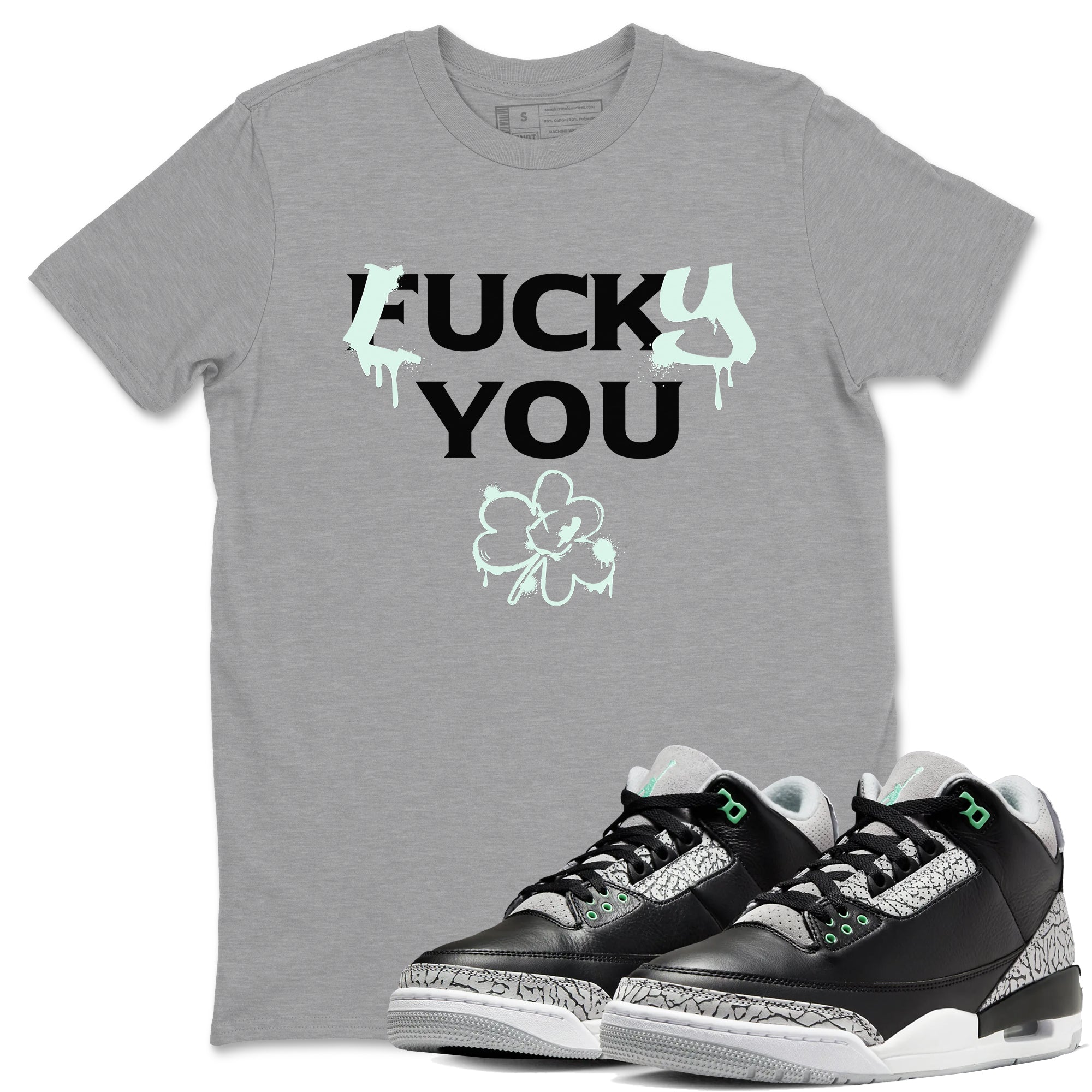 3s Green Glow shirt to match jordans Lucky You sneaker tees Air Jordan 3 Green Glow Drip Gear Zone unisex cotton Heather Grey 1 crew neck shirt