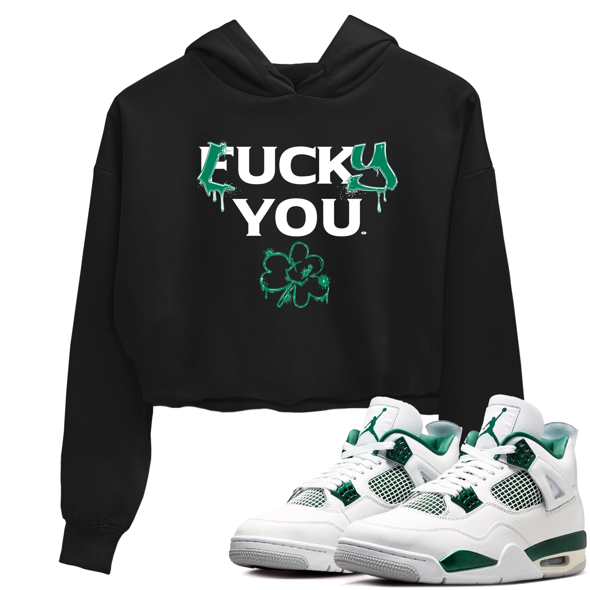 4s Oxidized Green shirts to match jordans Lucky You sneaker match tees Air Jordan 4 Oxidized Green Drip Gear Zone streetwear brand Black 1 crop tee