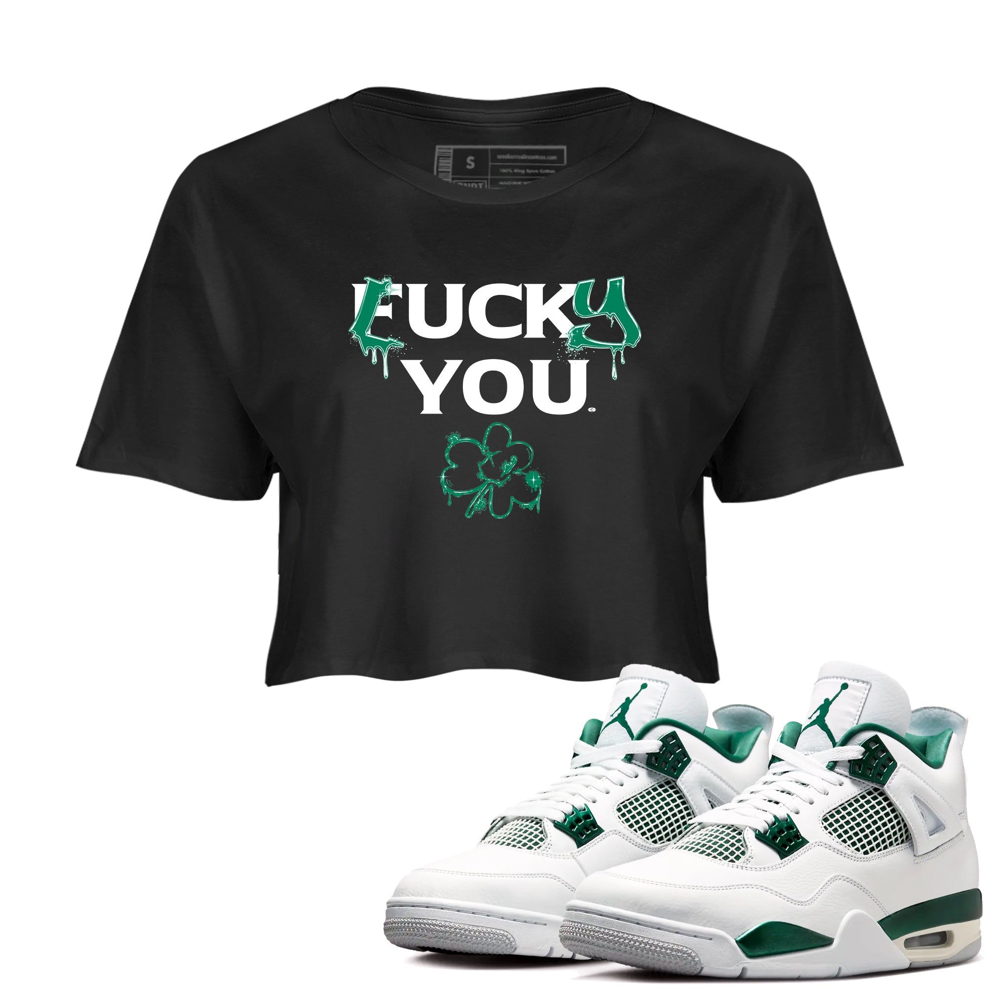4s Oxidized Green shirts to match jordans Lucky You sneaker match tees Air Jordan 4 Oxidized Green Drip Gear Zone streetwear brand Black 1 crop tee