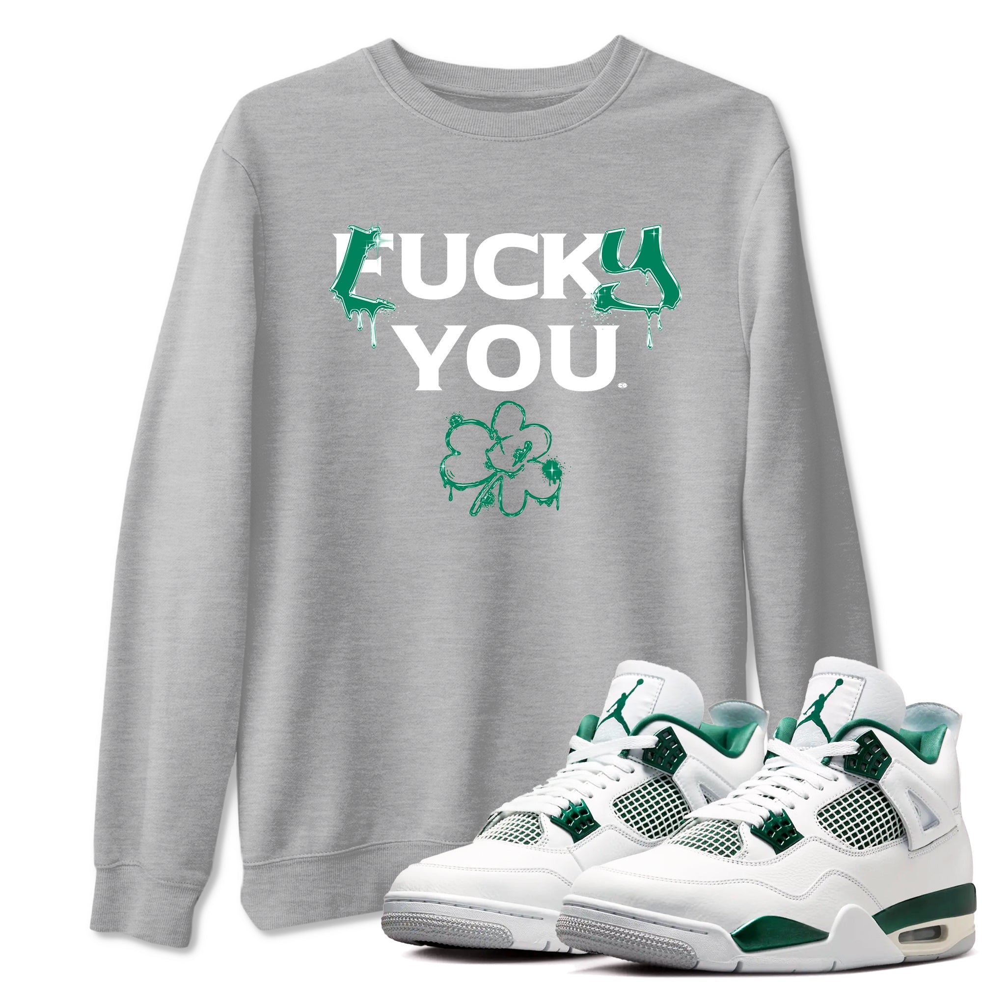 4s Oxidized Green shirts to match jordans Lucky You sneaker match tees Air Jordan 4 Oxidized Green Drip Gear Zone streetwear brand Heather Grey 1 unisex cotton tee