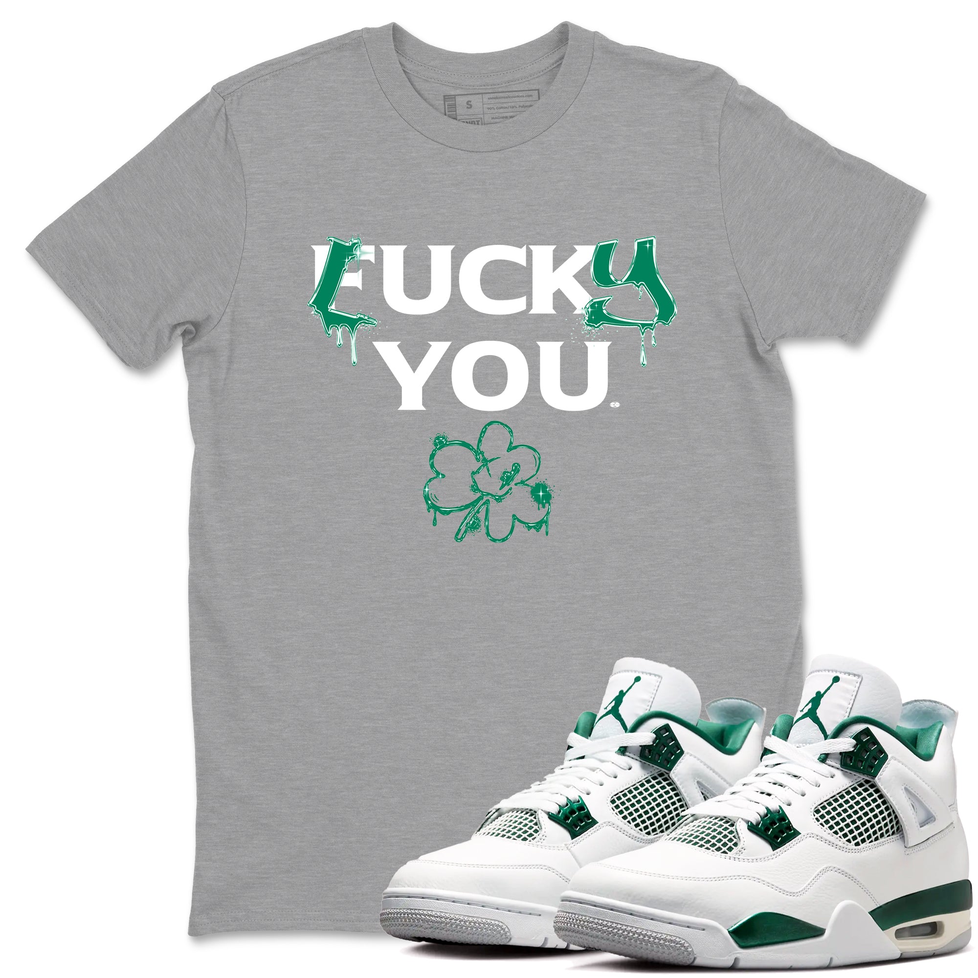 4s Oxidized Green shirts to match jordans Lucky You sneaker match tees Air Jordan 4 Oxidized Green Drip Gear Zone streetwear brand Heather Grey 1 unisex cotton tee