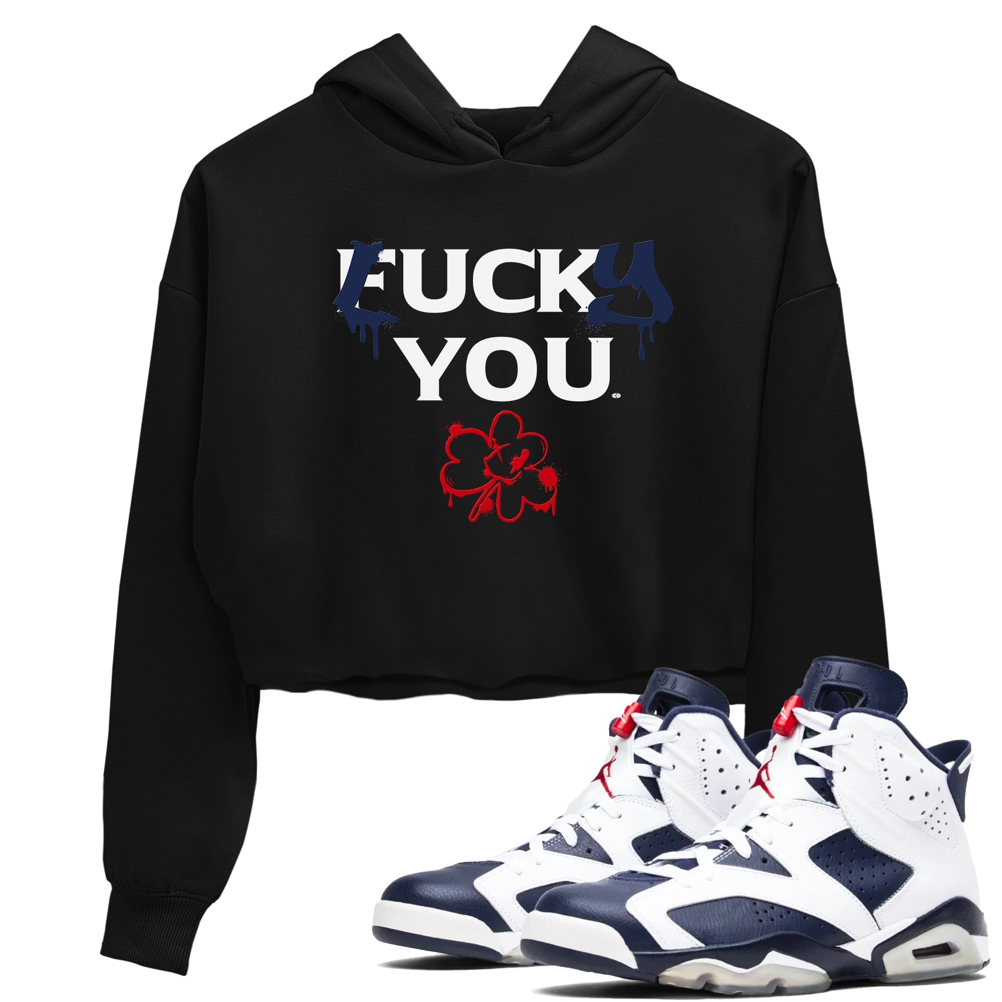 6s White And Midnight Navy shirts to match jordans Lucky You sneaker match tees Air Jordan 6 White And Midnight Navy Drip Gear Zone unisex cotton Black 1 Crop Shirts