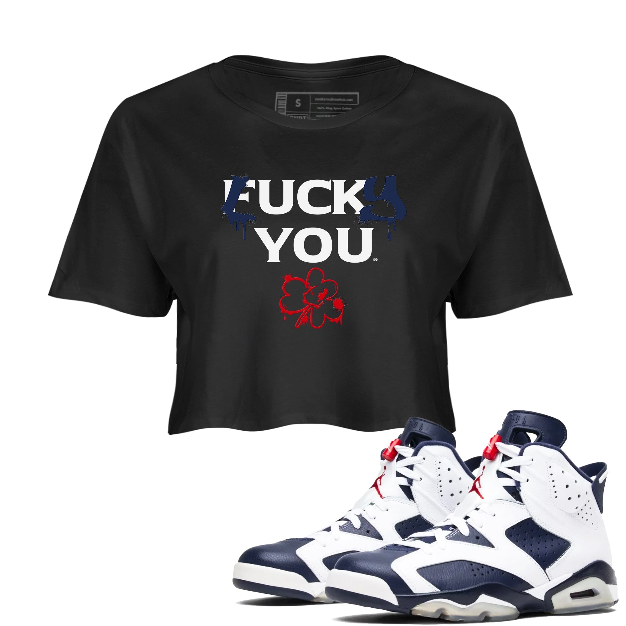 6s White And Midnight Navy shirts to match jordans Lucky You sneaker match tees Air Jordan 6 White And Midnight Navy Drip Gear Zone unisex cotton Black 1 Crop Shirts