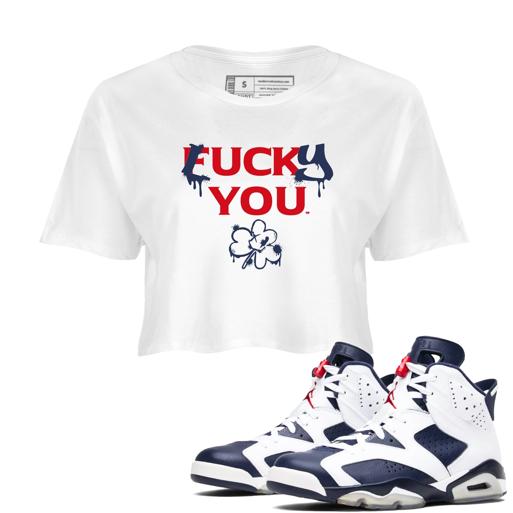 6s White And Midnight Navy shirts to match jordans Lucky You sneaker match tees Air Jordan 6 White And Midnight Navy Drip Gear Zone unisex cotton White 1 Crop Shirts