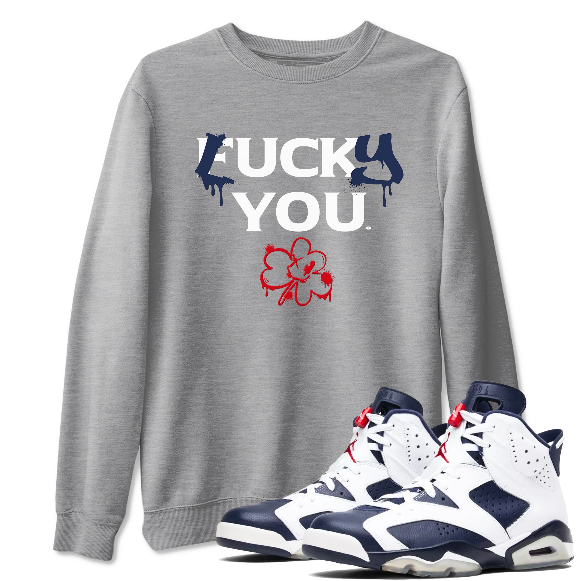 6s White And Midnight Navy shirts to match jordans Lucky You sneaker match tees Air Jordan 6 White And Midnight Navy Drip Gear Zone unisex cotton Heather Grey 1 crew neck shirts