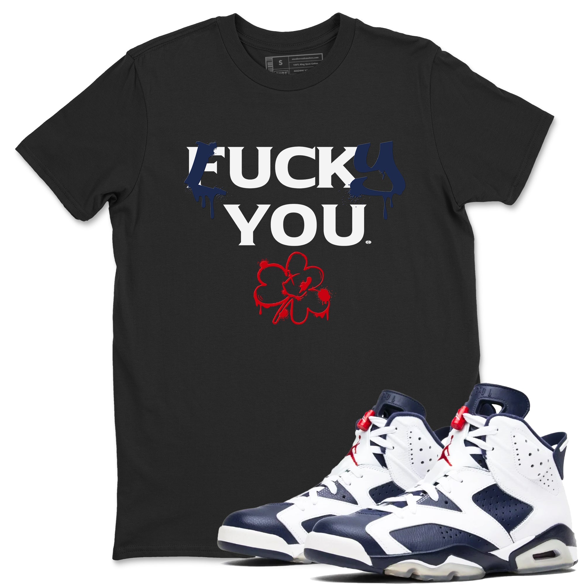 6s White And Midnight Navy shirts to match jordans Lucky You sneaker match tees Air Jordan 6 White And Midnight Navy Drip Gear Zone unisex cotton Black 1 crew neck shirts