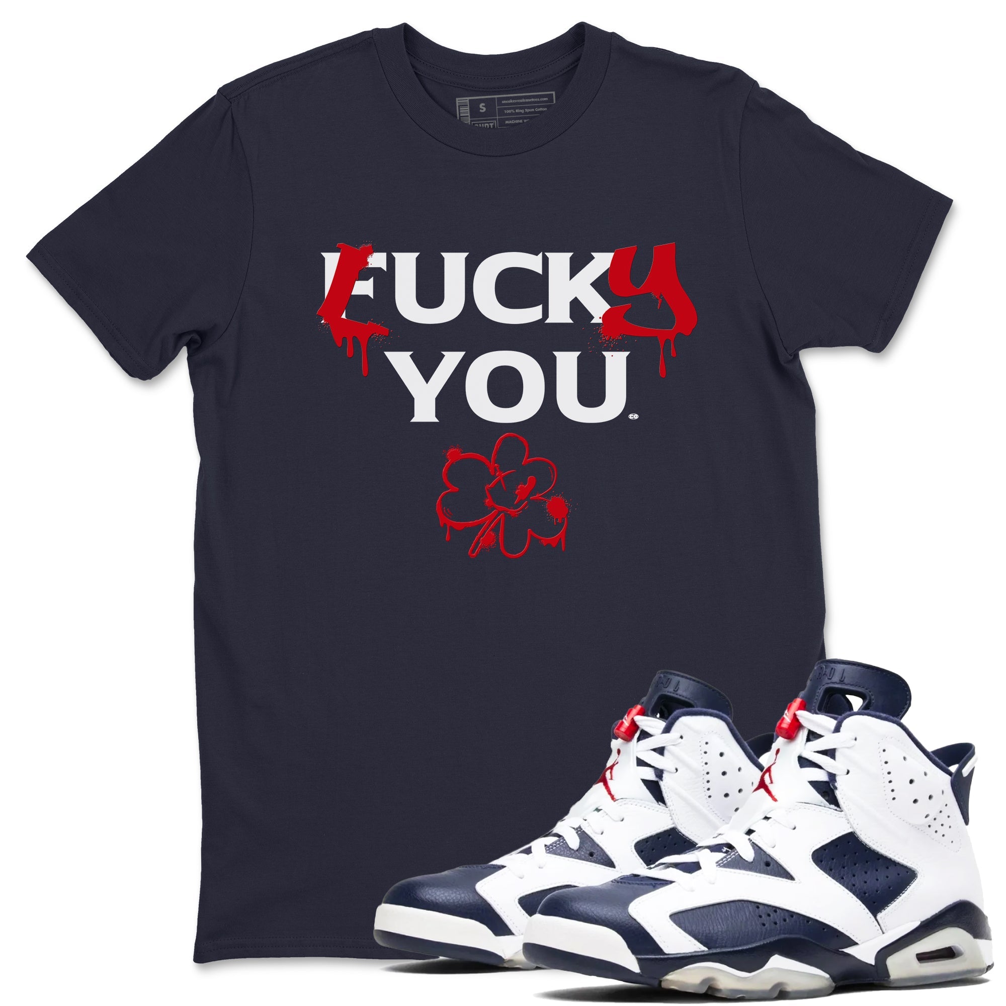 6s White And Midnight Navy shirts to match jordans Lucky You sneaker match tees Air Jordan 6 White And Midnight Navy Drip Gear Zone unisex cotton Navy 1 crew neck shirts