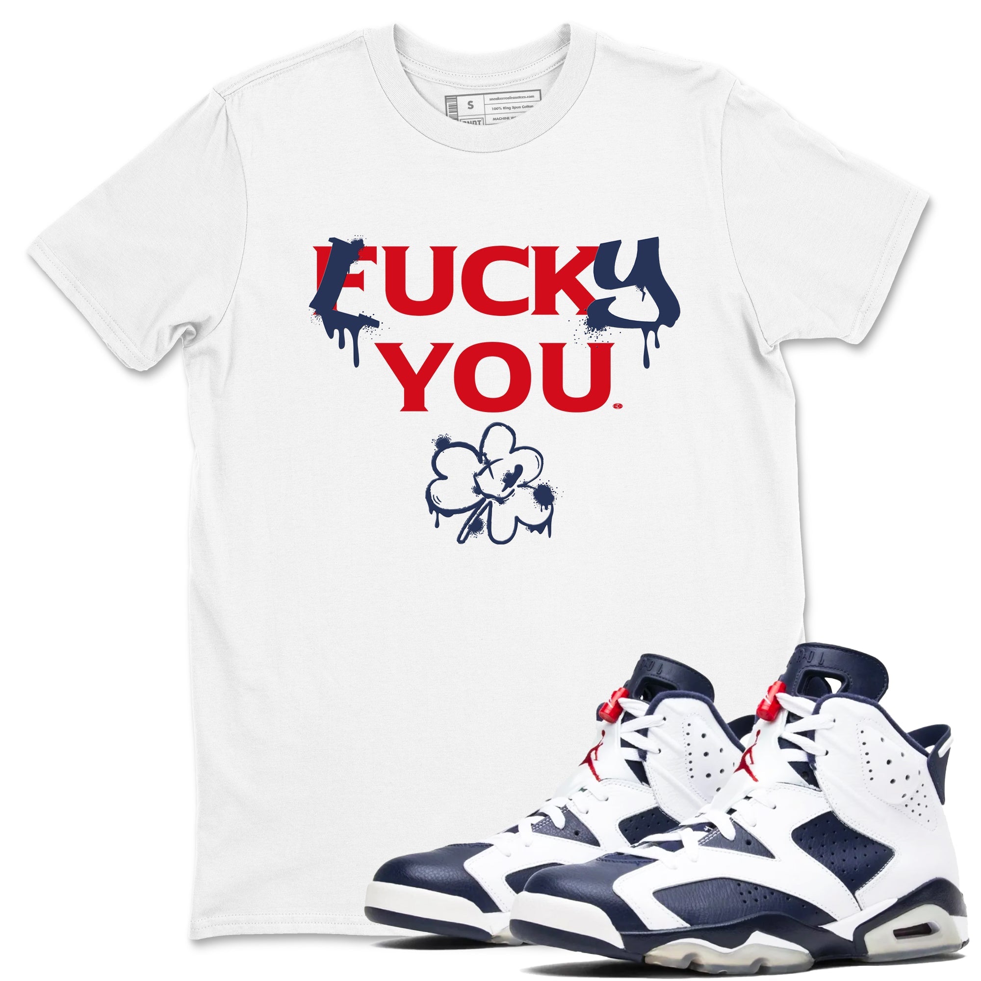 6s White And Midnight Navy shirts to match jordans Lucky You sneaker match tees Air Jordan 6 White And Midnight Navy Drip Gear Zone unisex cotton White 1 crew neck shirts