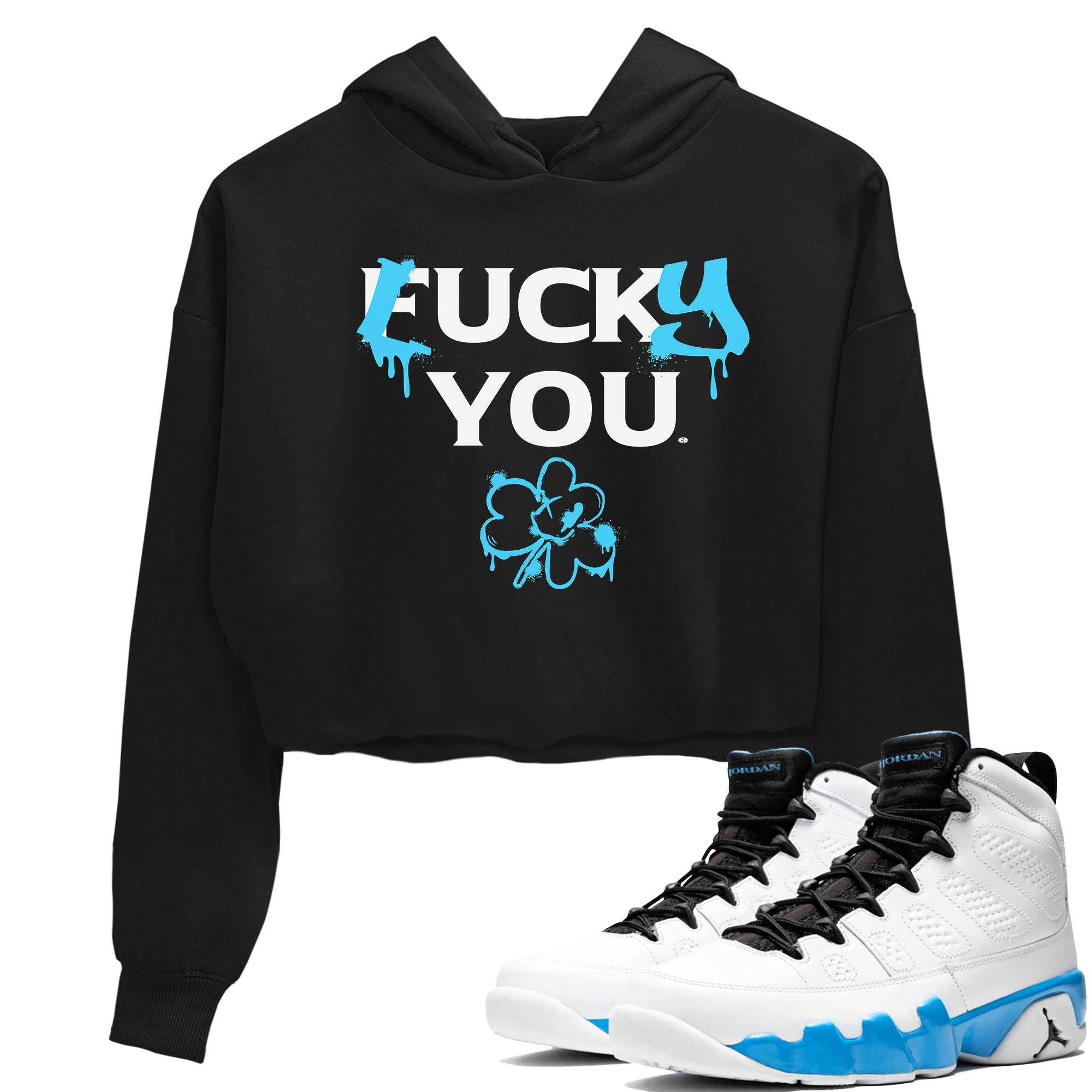 9s Powder Blue shirt to match jordans Lucky You sneaker tees Air Jordan 9 Powder Blue Streetwear Brand Streetwear Brand Drip Gear Zone Black 1 crop length shirt