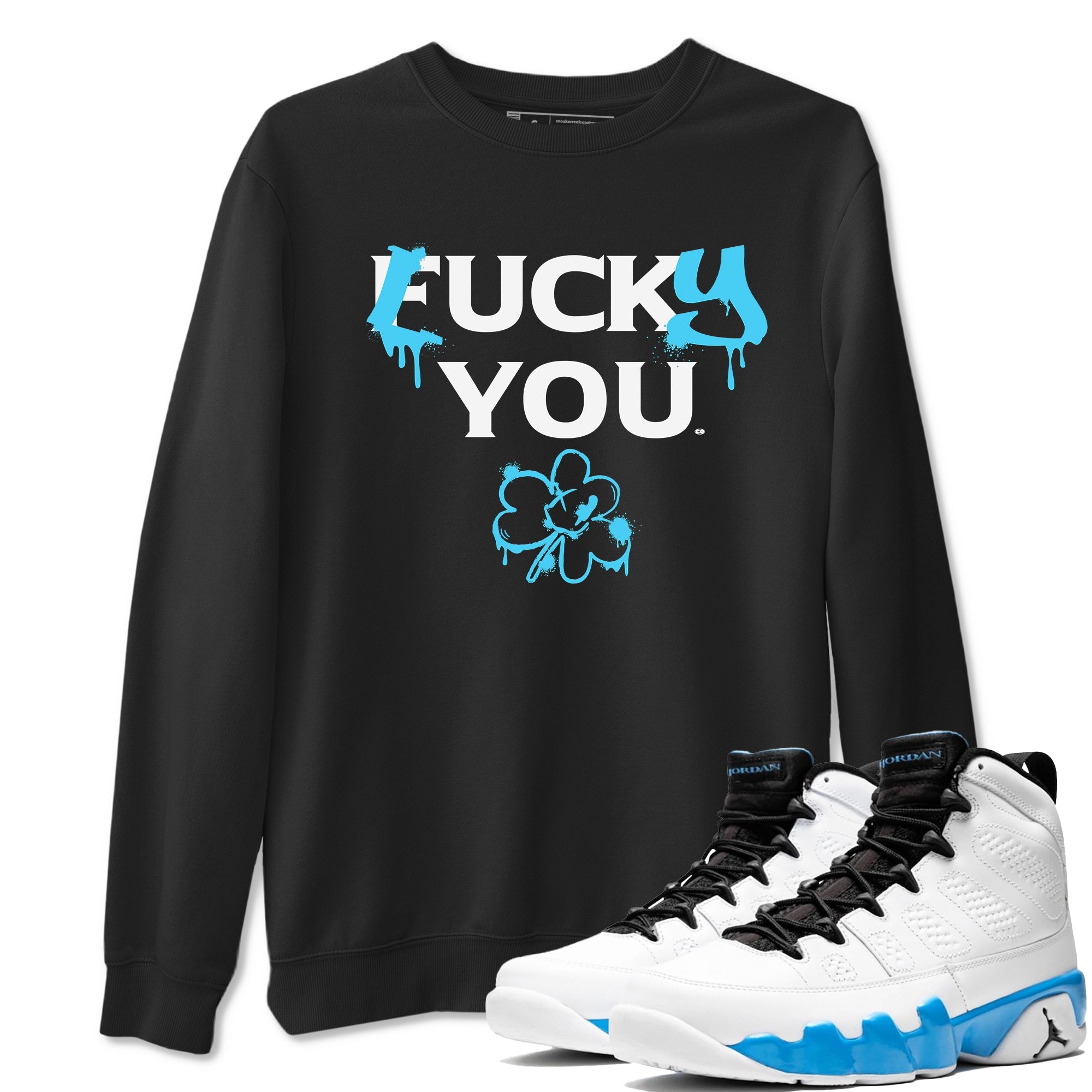 9s Powder Blue shirt to match jordans Lucky You sneaker tees Air Jordan 9 Powder Blue Streetwear Brand Drip Gear Zone unisex cotton Black 1 crew neck shirt