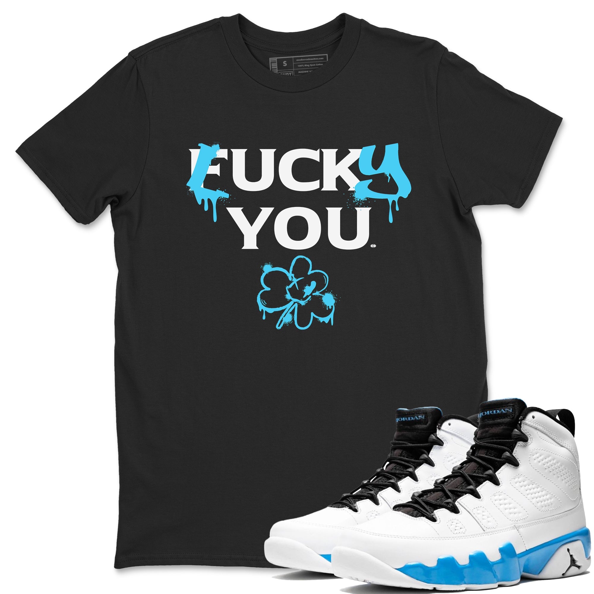 9s Powder Blue shirt to match jordans Lucky You sneaker tees Air Jordan 9 Powder Blue Streetwear Brand Drip Gear Zone unisex cotton Black 1 crew neck shirt