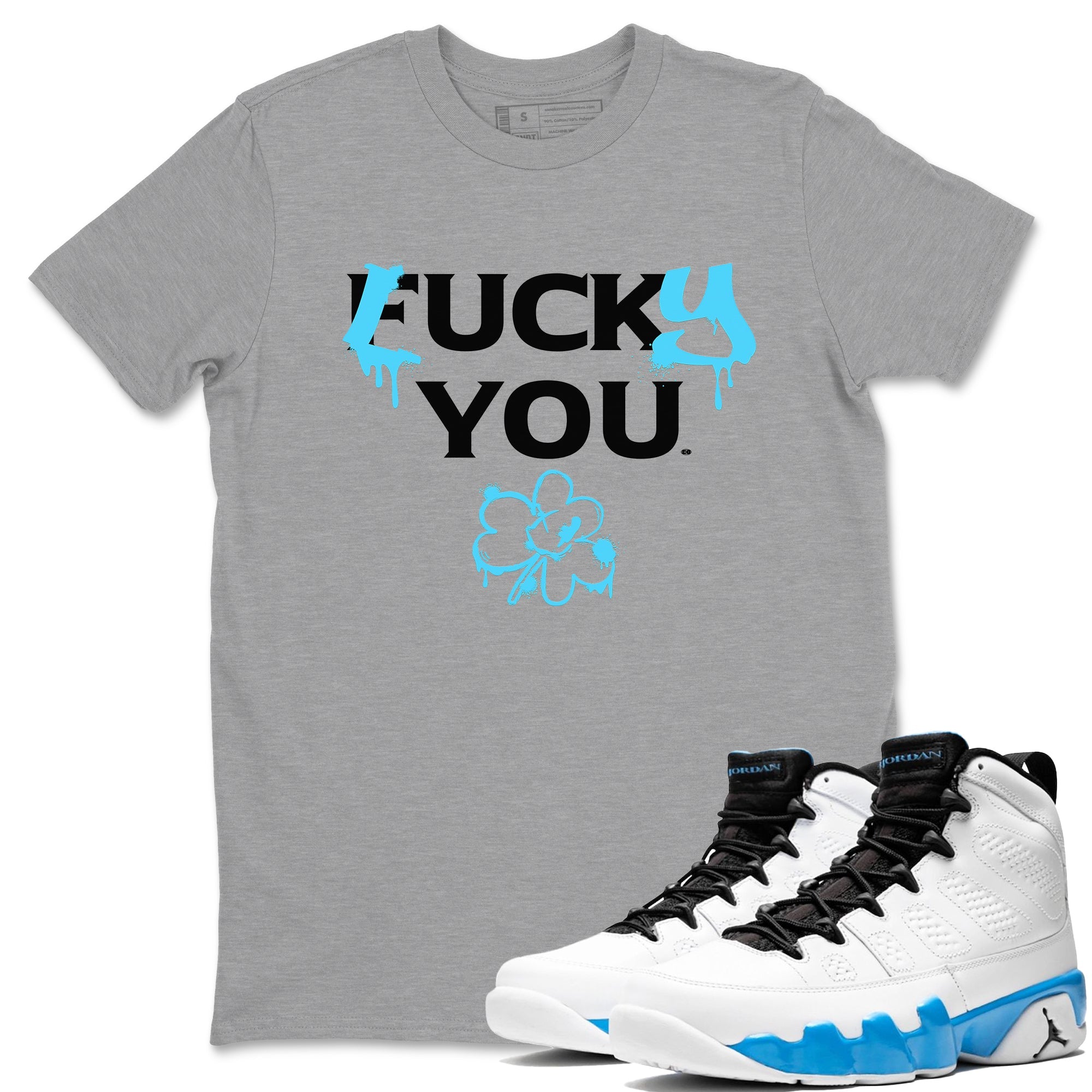 9s Powder Blue shirt to match jordans Lucky You sneaker tees Air Jordan 9 Powder Blue Streetwear Brand Drip Gear Zone unisex cotton Heather Grey 1 crew neck shirt