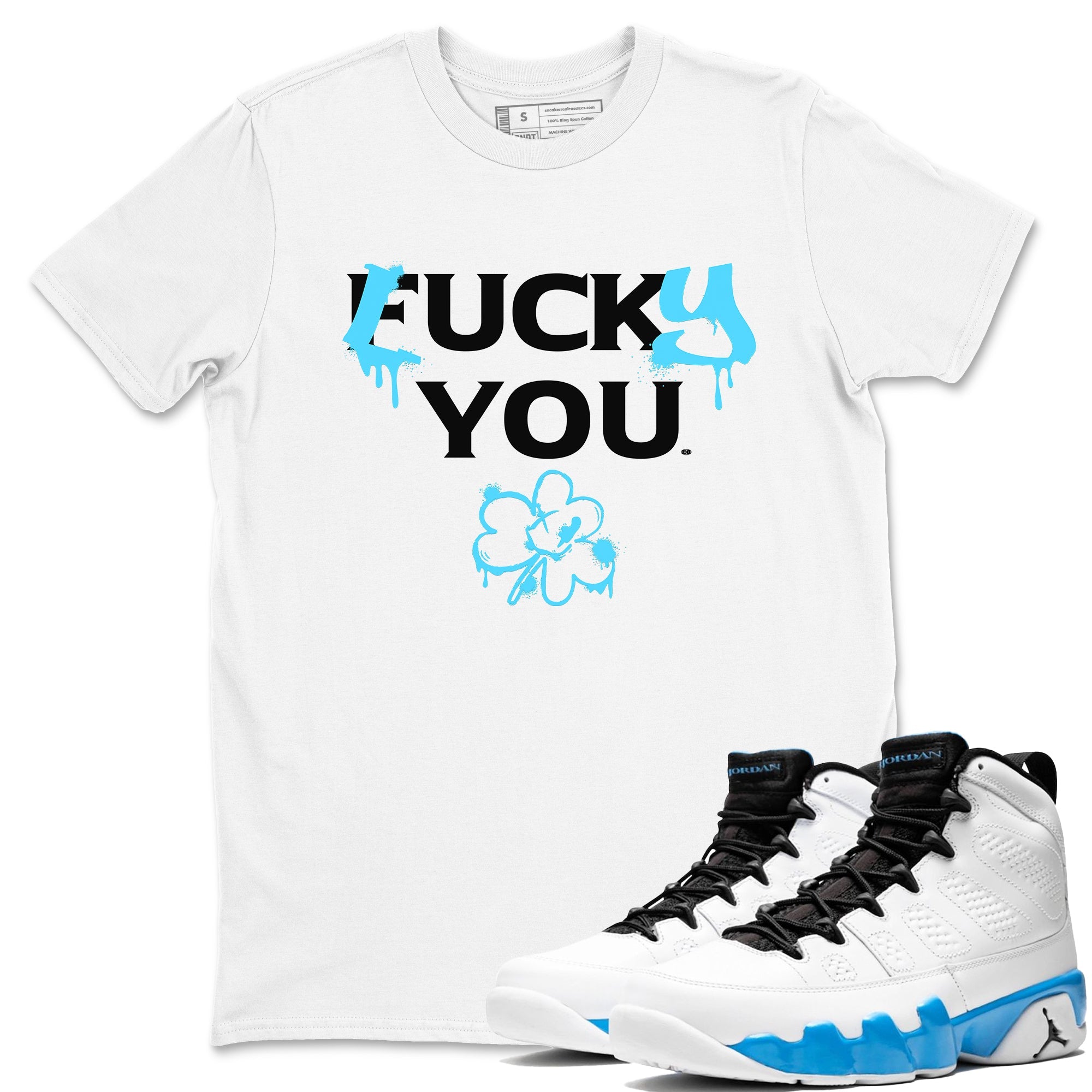 9s Powder Blue shirt to match jordans Lucky You sneaker tees Air Jordan 9 Powder Blue Streetwear Brand Drip Gear Zone unisex cotton White 1 crew neck shirt
