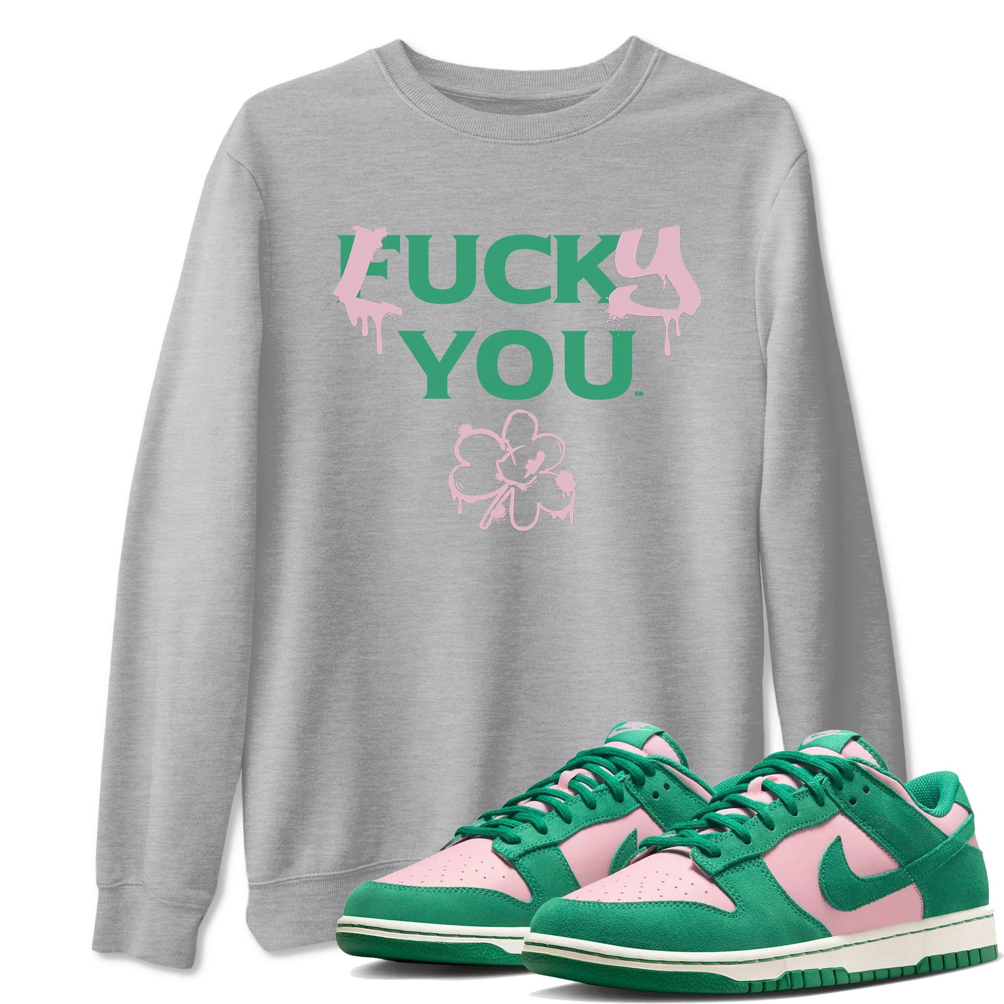 Dunk Low Medium Soft Pink Malachite shirt to match jordans Lucky You sneaker tees Dunk Medium Soft Pink Malachite Drip Gear Zone unisex cotton Heather Grey 1 crew neck shirt
