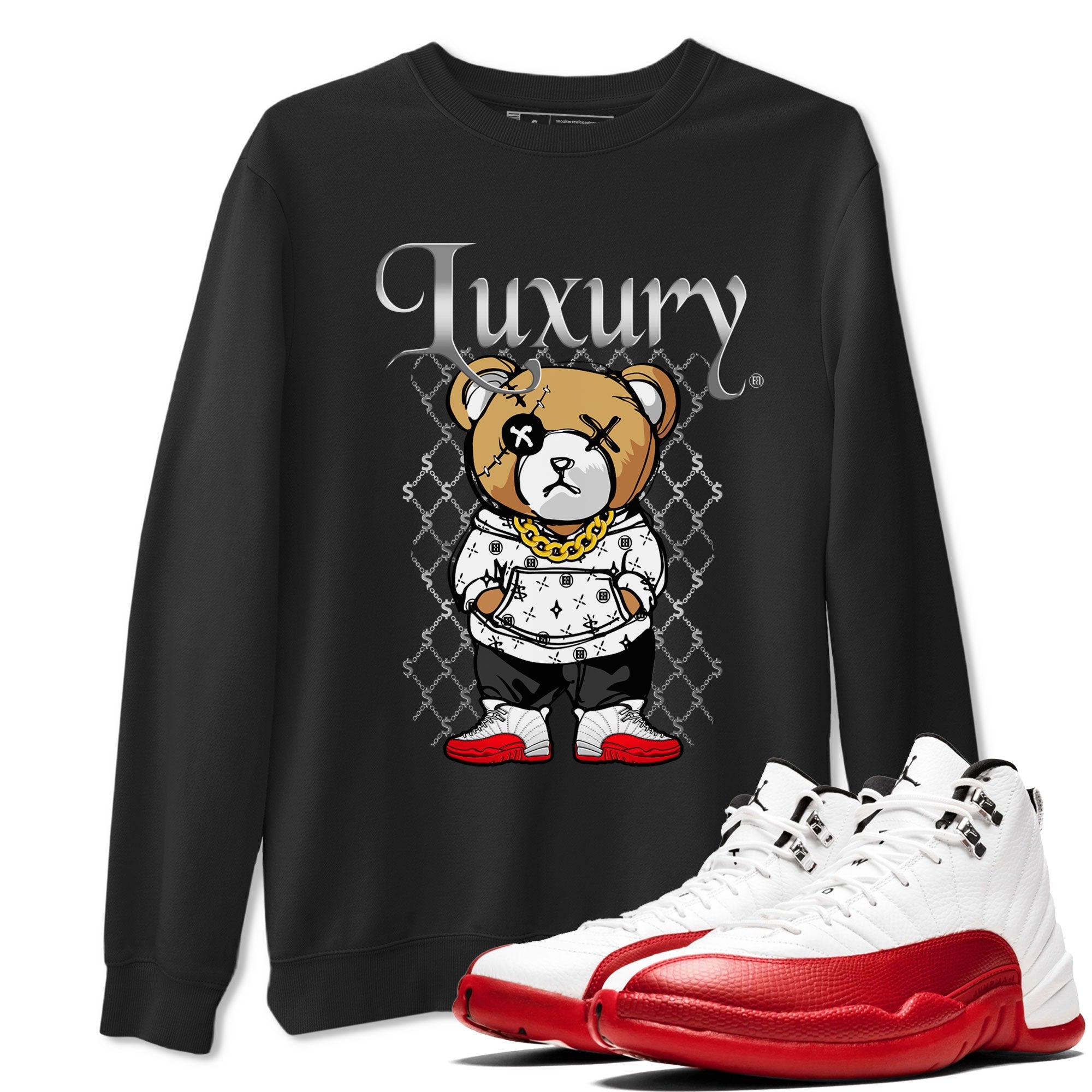 Jordan 12 Cherry shirt to match jordans Luxury Bear sneaker release tees Air Jordan 12 Cherry Drip Gear Zone Unisex Streetwear Clothing Black 1 T-Shirt