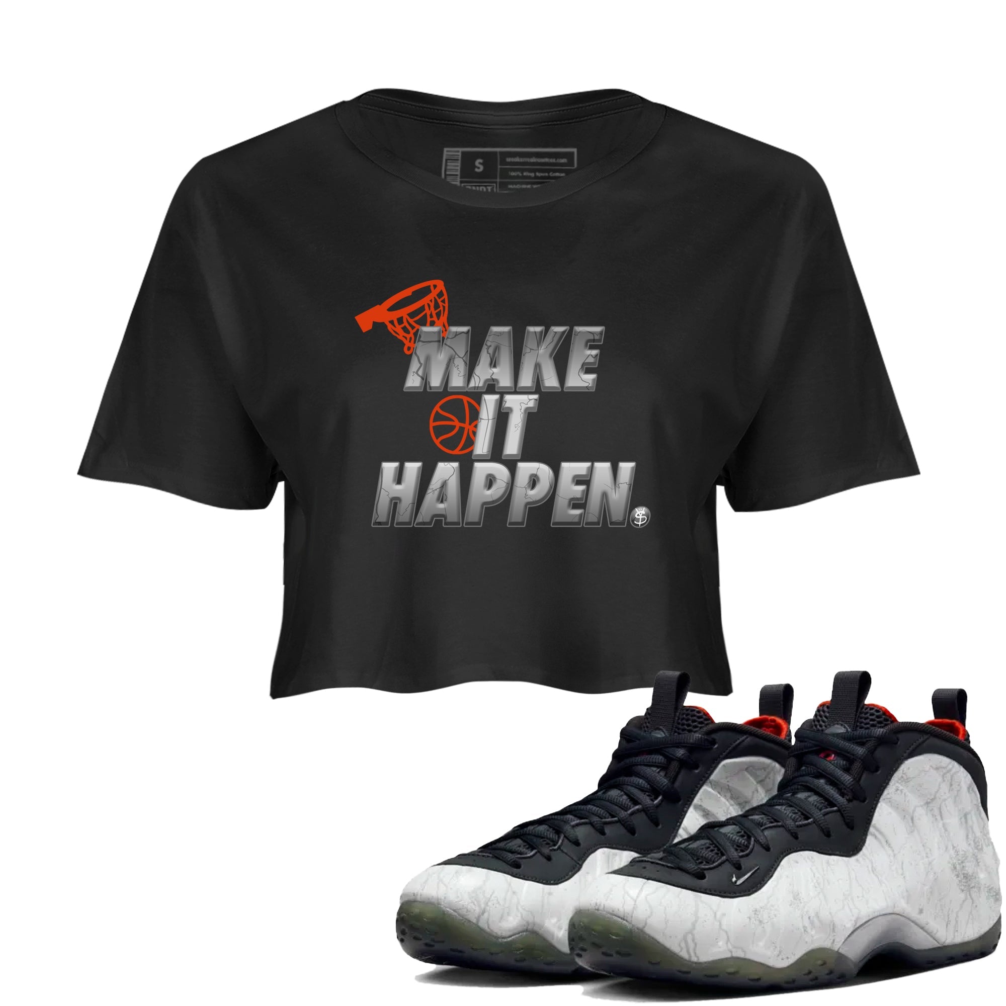 Foams One Jin shirts to match jordans Make It Happen sneaker match tees Air Foamposite One Jin match shoes to clothes Drip Gear Zone unisex cotton Black 1 crop tee