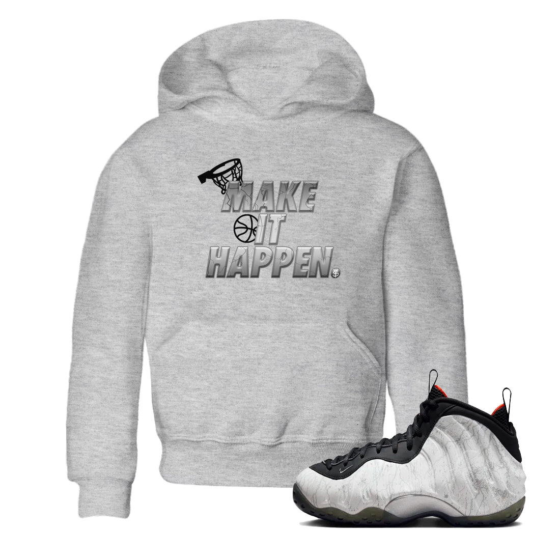 Foams One Jin shirts to match jordans Make It Happen sneaker match tees Air Foamposite One Jin match shoes to clothes Drip Gear Zone Youth Baby Heather Grey 1 tee