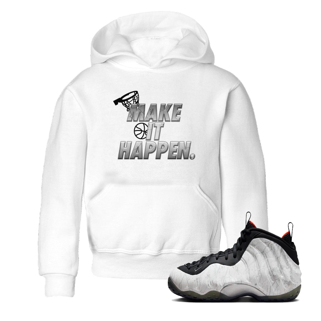 Foams One Jin shirts to match jordans Make It Happen sneaker match tees Air Foamposite One Jin match shoes to clothes Drip Gear Zone Youth Baby White 1 tee