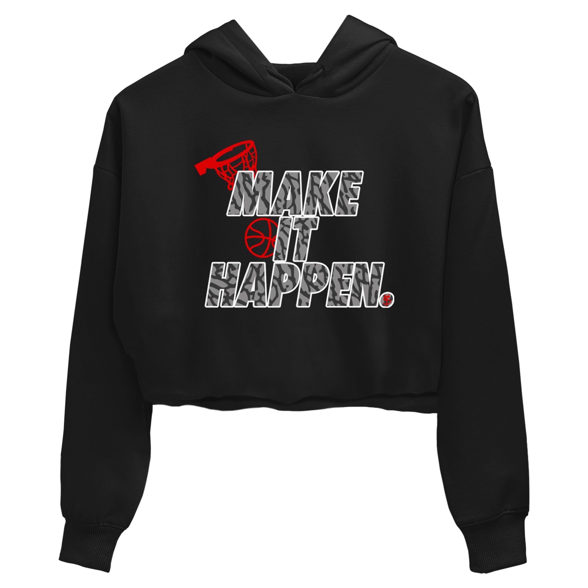 3s Black Cement shirts to match jordans Make It Happen sneaker match tees Air Jordan 3 Black Cement match shoes to clothes Drip Gear Zone unisex cotton Black 2 crop tee