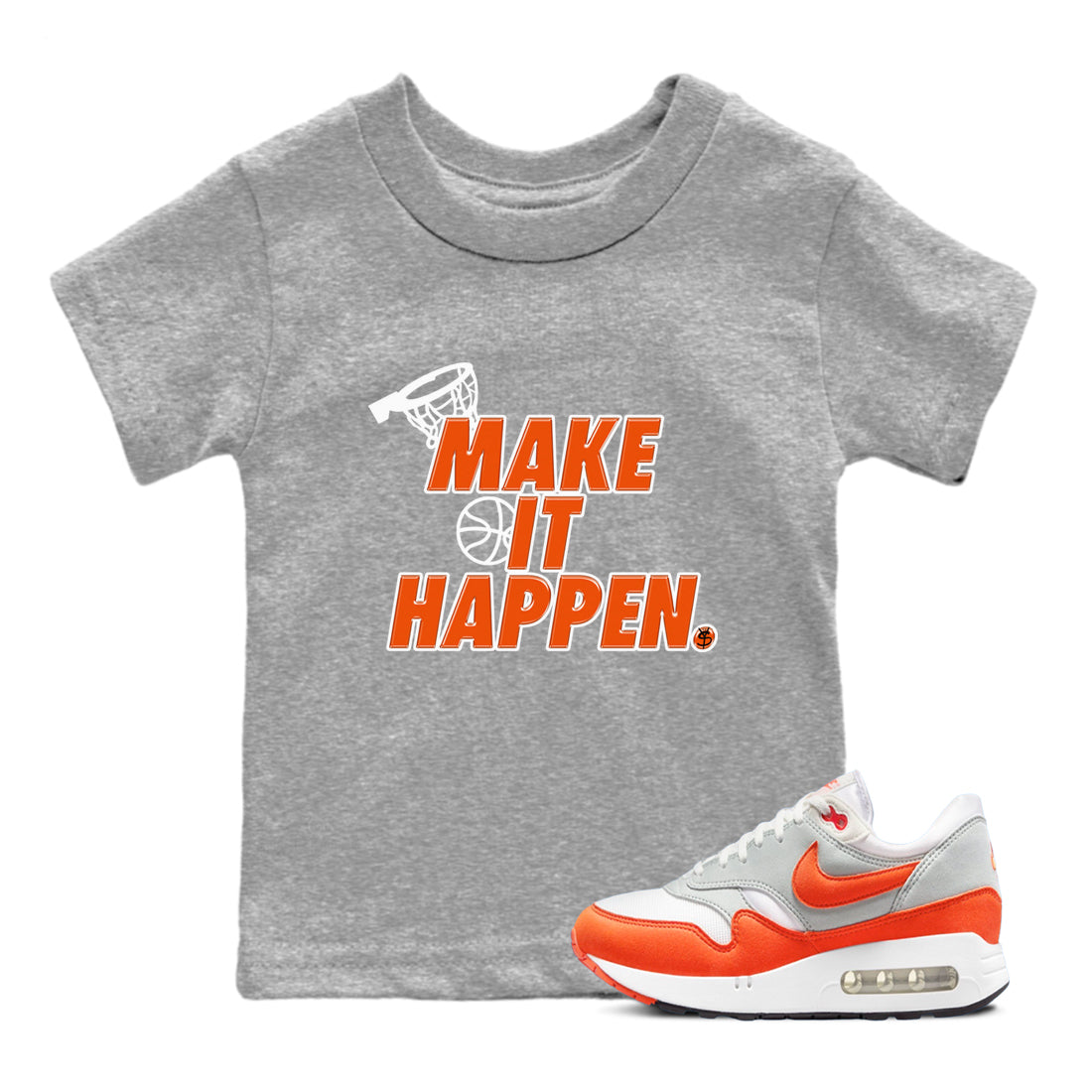 Air Max 1 OG '86 'Summit White and Cosmic Clay shirts to match jordans Make It Happen sneaker match tees Air Max 1 Cosmic Clay match shoes to clothes Drip Gear Zone Youth Baby Heather Grey 1 tee