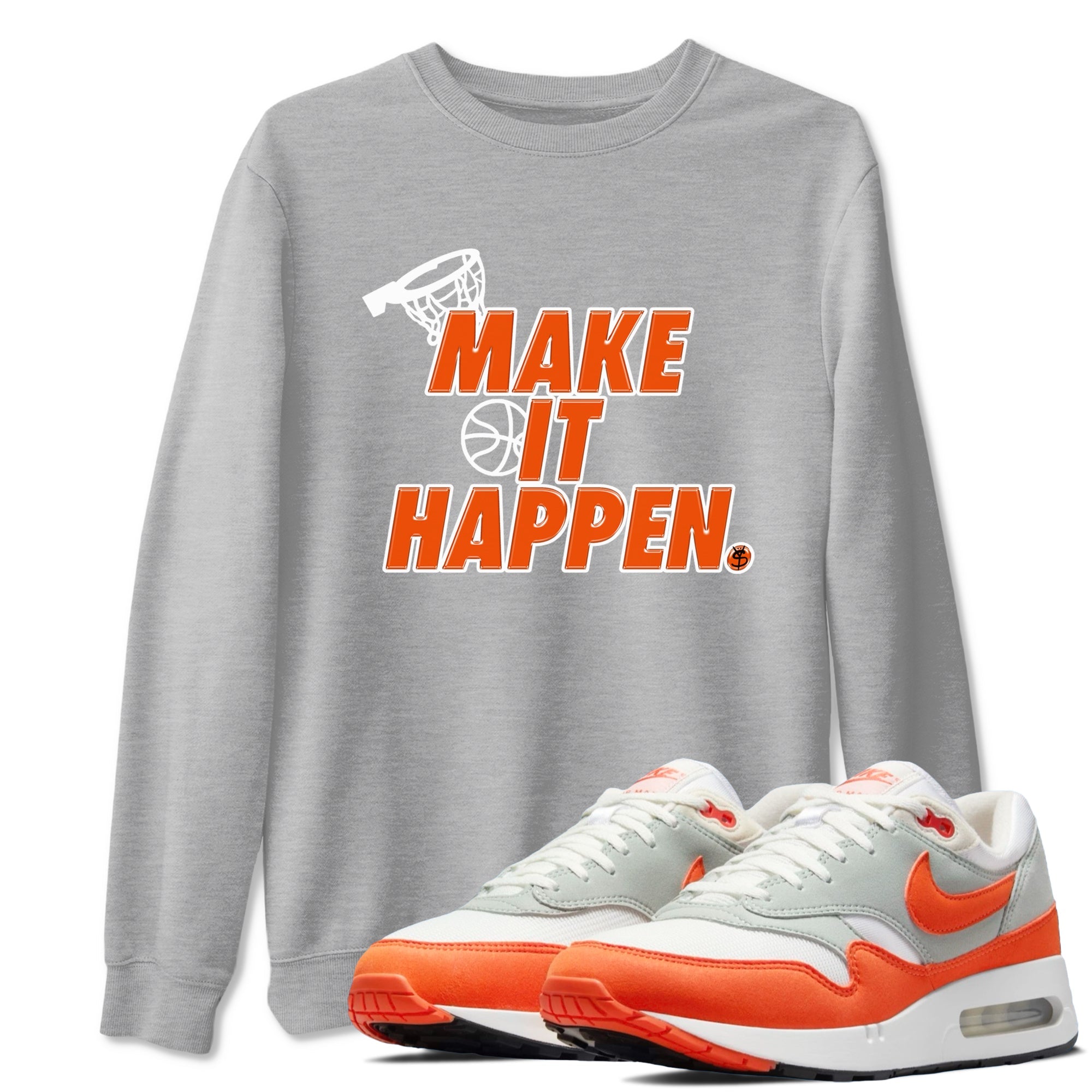 Air Max 1 OG '86 'Summit White and Cosmic Clay shirts to match jordans Make It Happen sneaker match tees Air Max 1 Cosmic Clay match shoes to clothes Drip Gear Zone unisex cotton Heather Grey 1 shirts