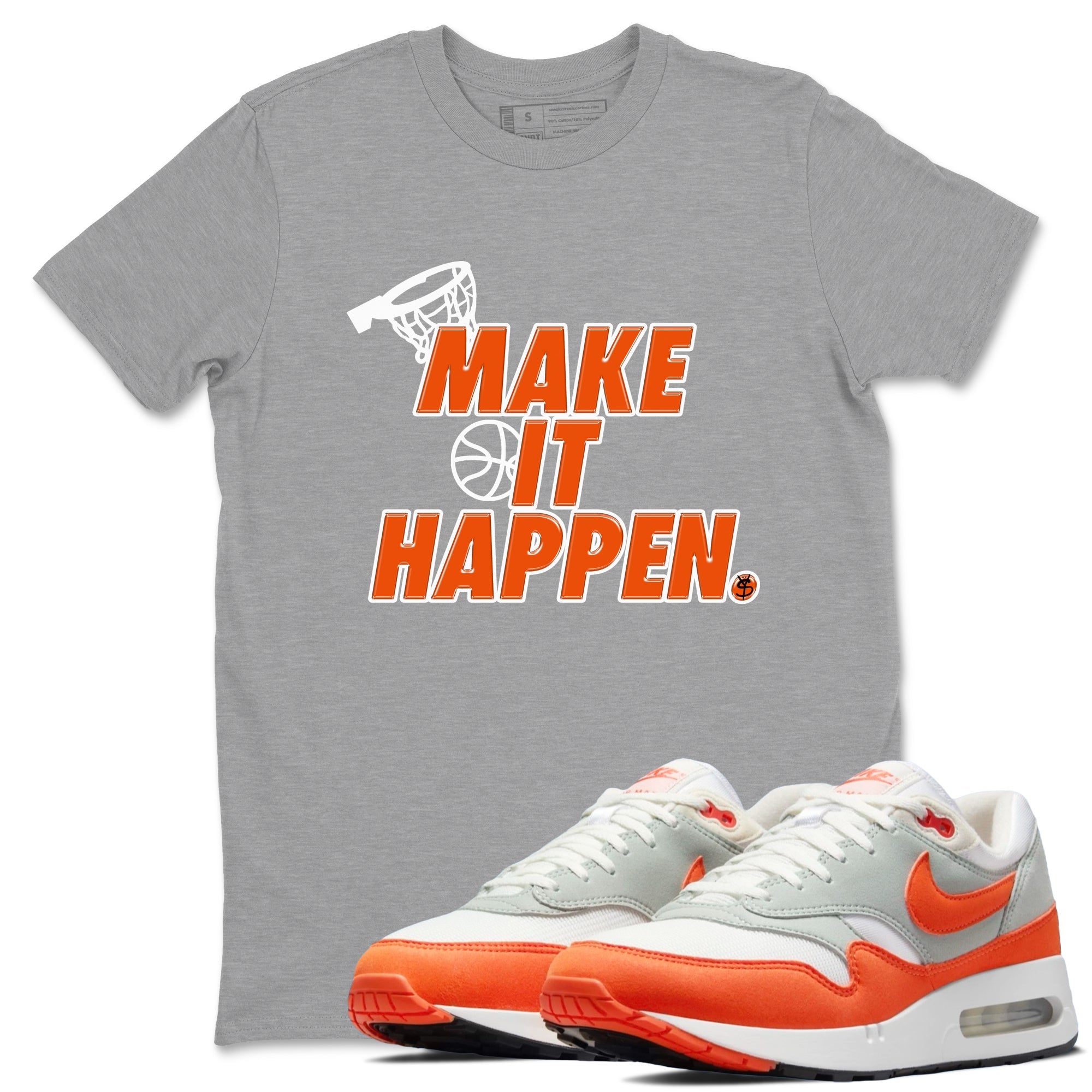 Air Max 1 OG '86 'Summit White and Cosmic Clay shirts to match jordans Make It Happen sneaker match tees Air Max 1 Cosmic Clay match shoes to clothes Drip Gear Zone unisex cotton Heather Grey 1 shirts