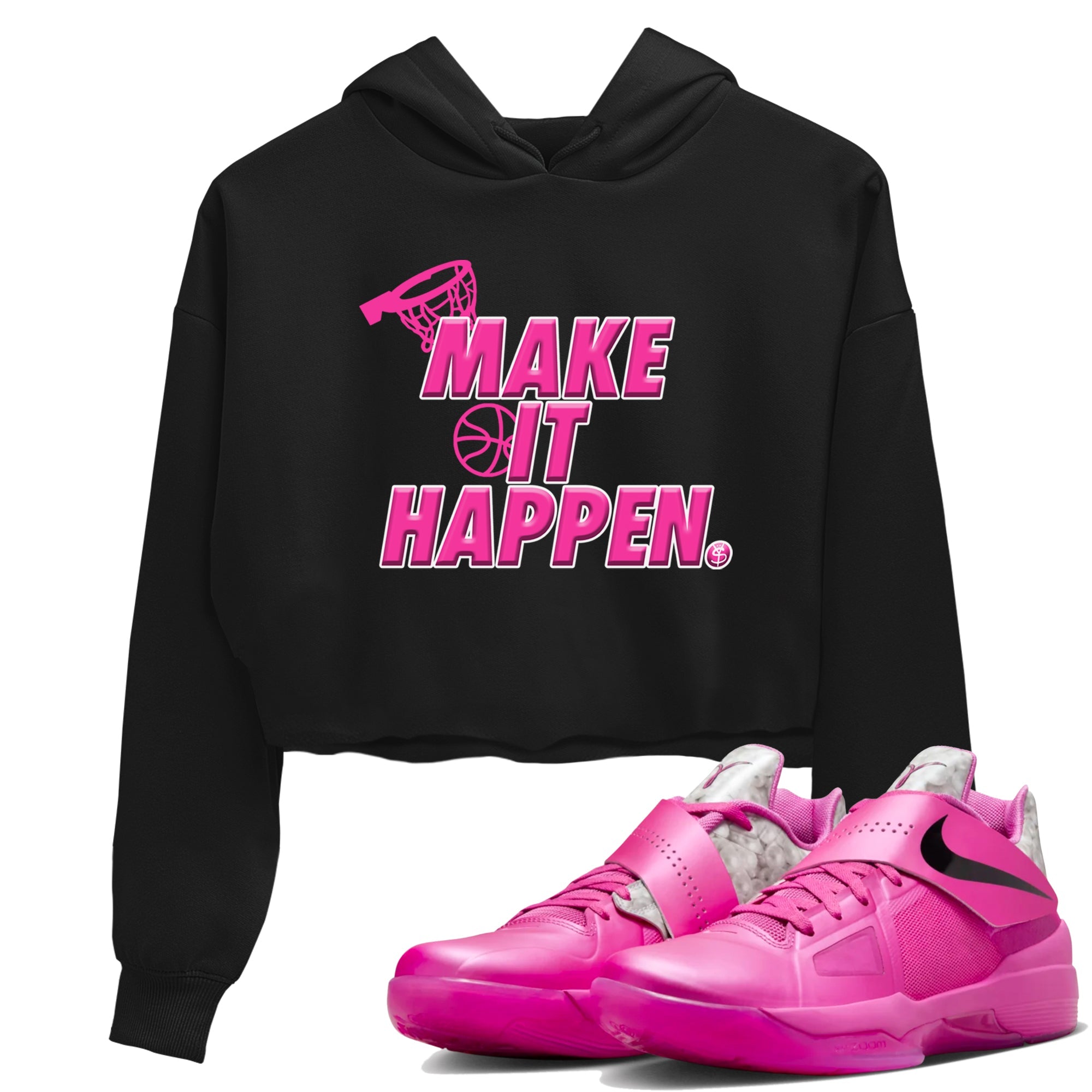 Nike KD 4 Retro Aunt Pearl shirts to match jordans Make It Happen sneaker match tees Nike KD 4 Aunt Pearl match shoes to clothes Drip Gear Zone unisex cotton Black 1 crop tee