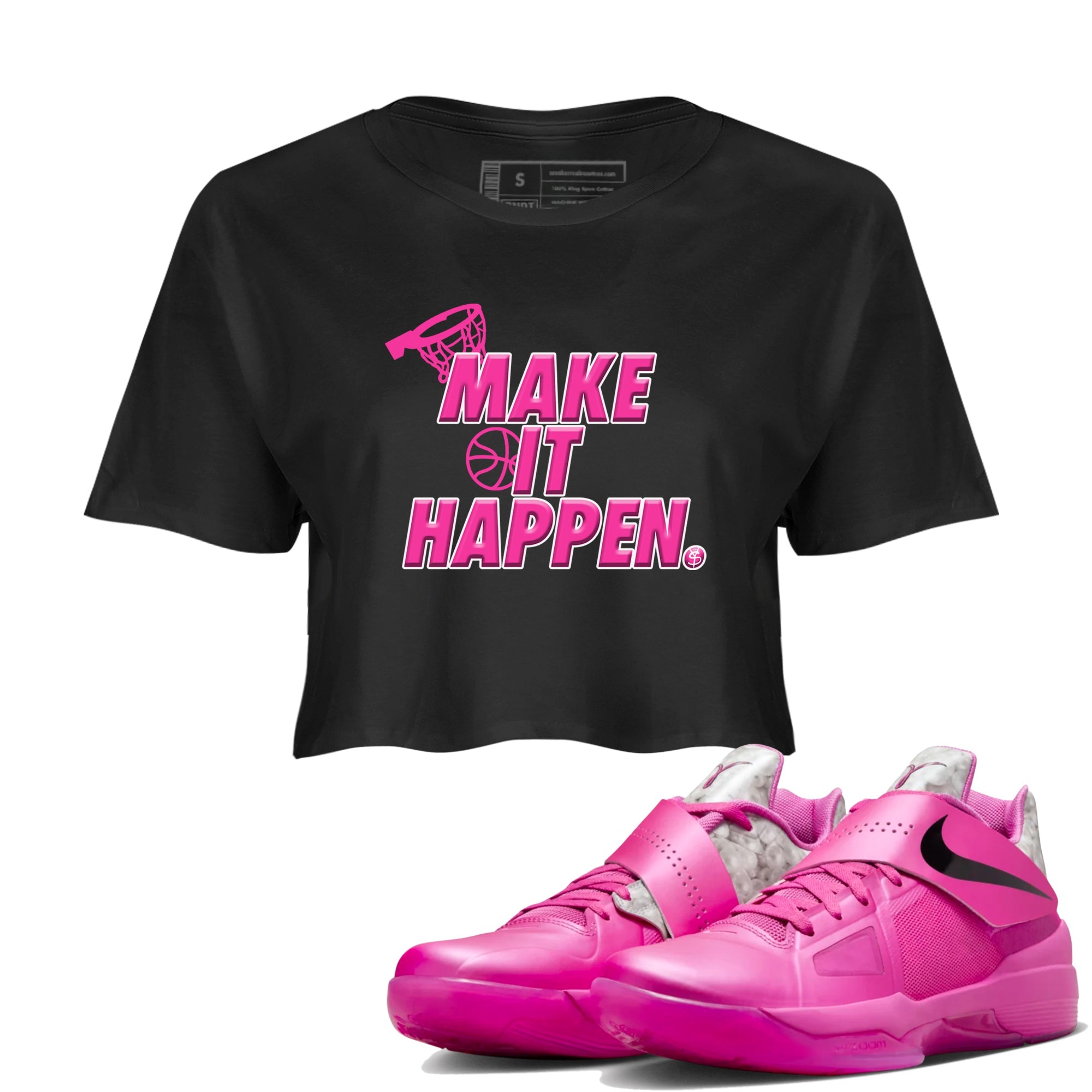 Nike KD 4 Retro Aunt Pearl shirts to match jordans Make It Happen sneaker match tees Nike KD 4 Aunt Pearl match shoes to clothes Drip Gear Zone unisex cotton Black 1 crop tee