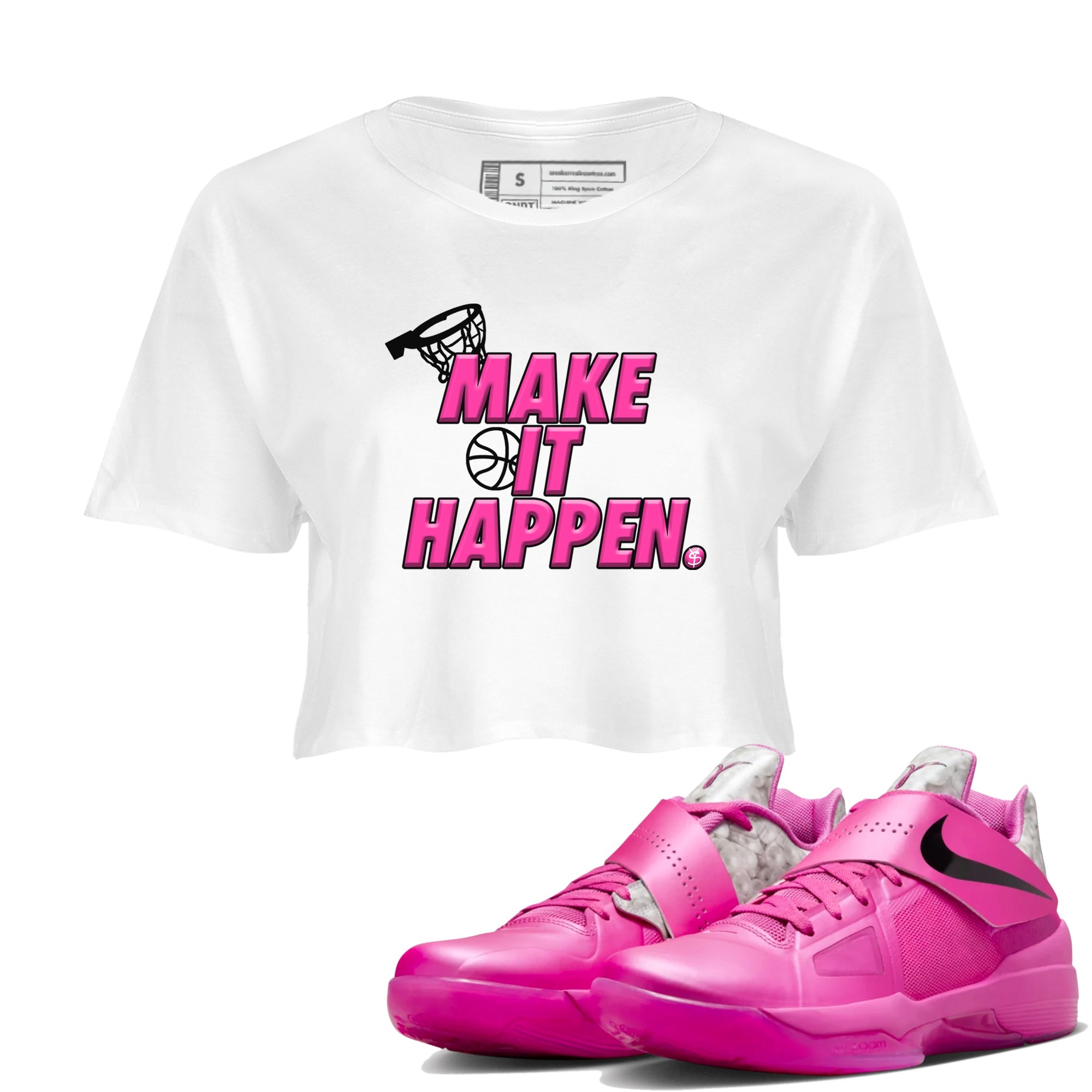 Nike KD 4 Retro Aunt Pearl shirts to match jordans Make It Happen sneaker match tees Nike KD 4 Aunt Pearl match shoes to clothes Drip Gear Zone unisex cotton White 1 crop tee