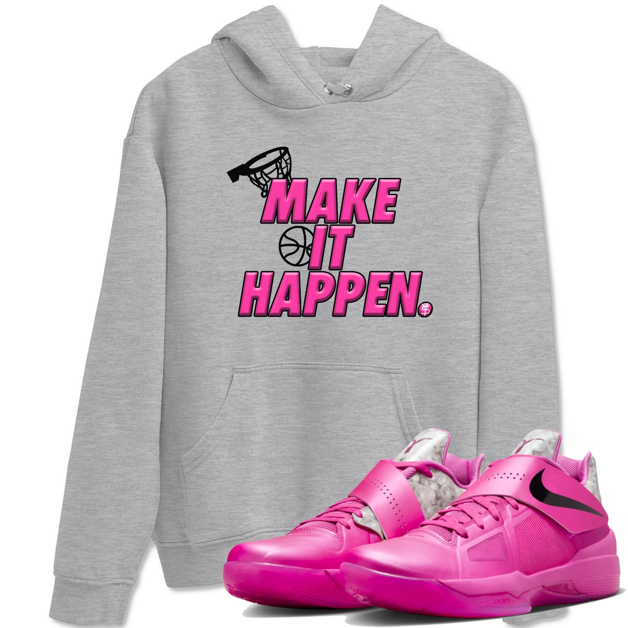 Nike KD 4 Retro Aunt Pearl shirts to match jordans Make It Happen sneaker match tees Nike KD 4 Aunt Pearl match shoes to clothes Drip Gear Zone unisex cotton Heather Grey 1 shirts
