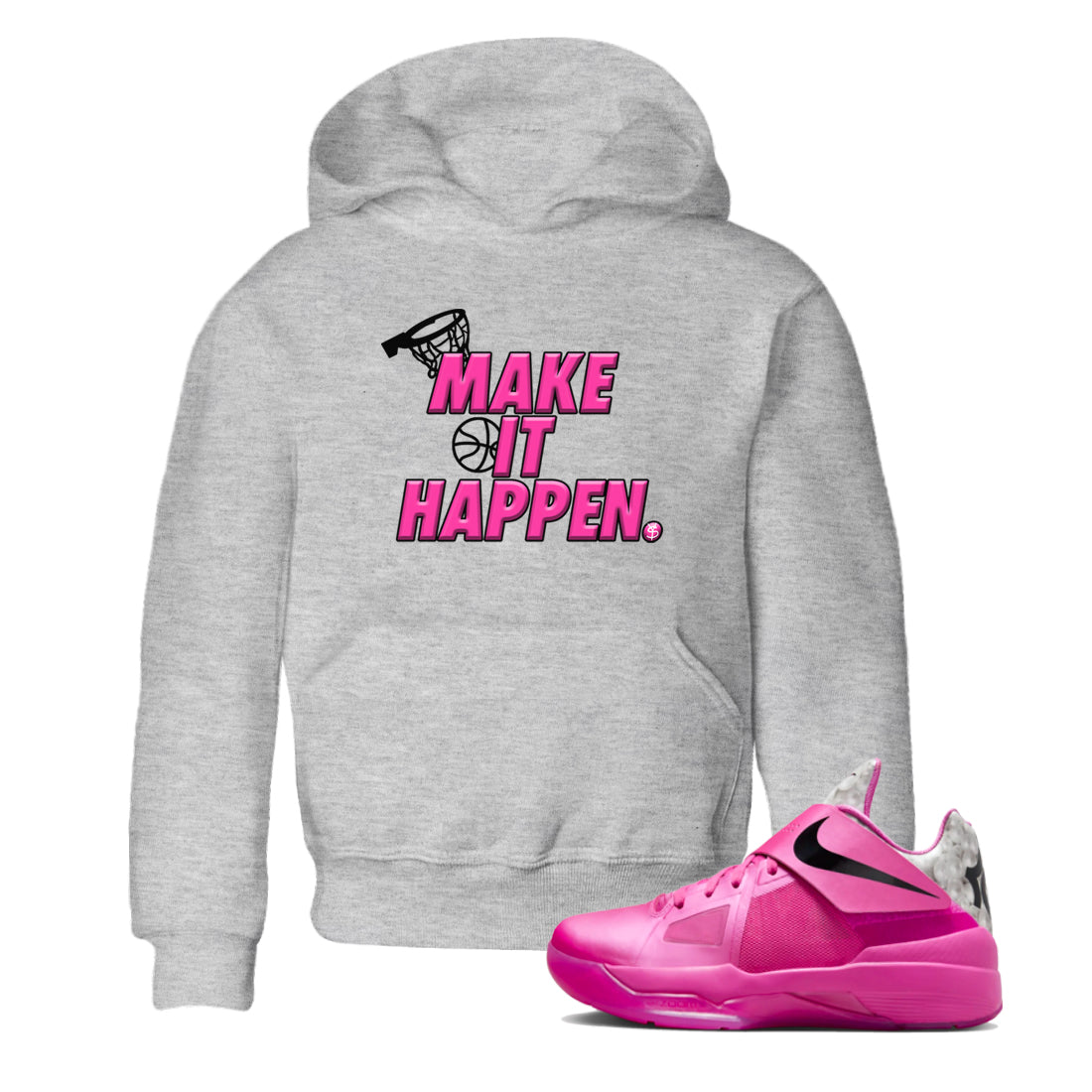 Nike KD 4 Retro Aunt Pearl shirts to match jordans Make It Happen sneaker match tees Nike KD 4 Aunt Pearl match shoes to clothes Drip Gear Zone Youth Baby Heather Grey 1 tee