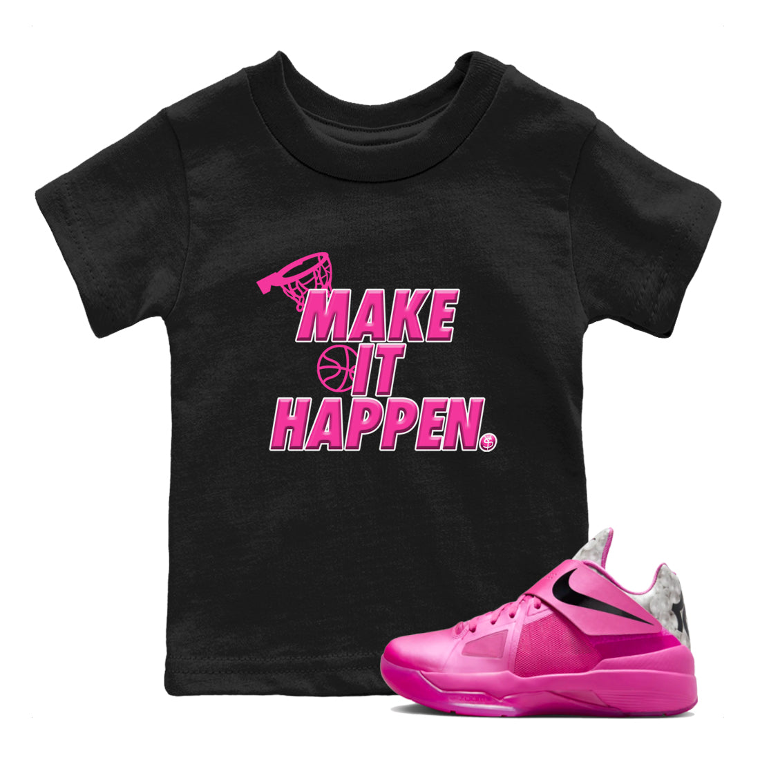Nike KD 4 Retro Aunt Pearl shirts to match jordans Make It Happen sneaker match tees Nike KD 4 Aunt Pearl match shoes to clothes Drip Gear Zone Youth Baby Black 1 tee