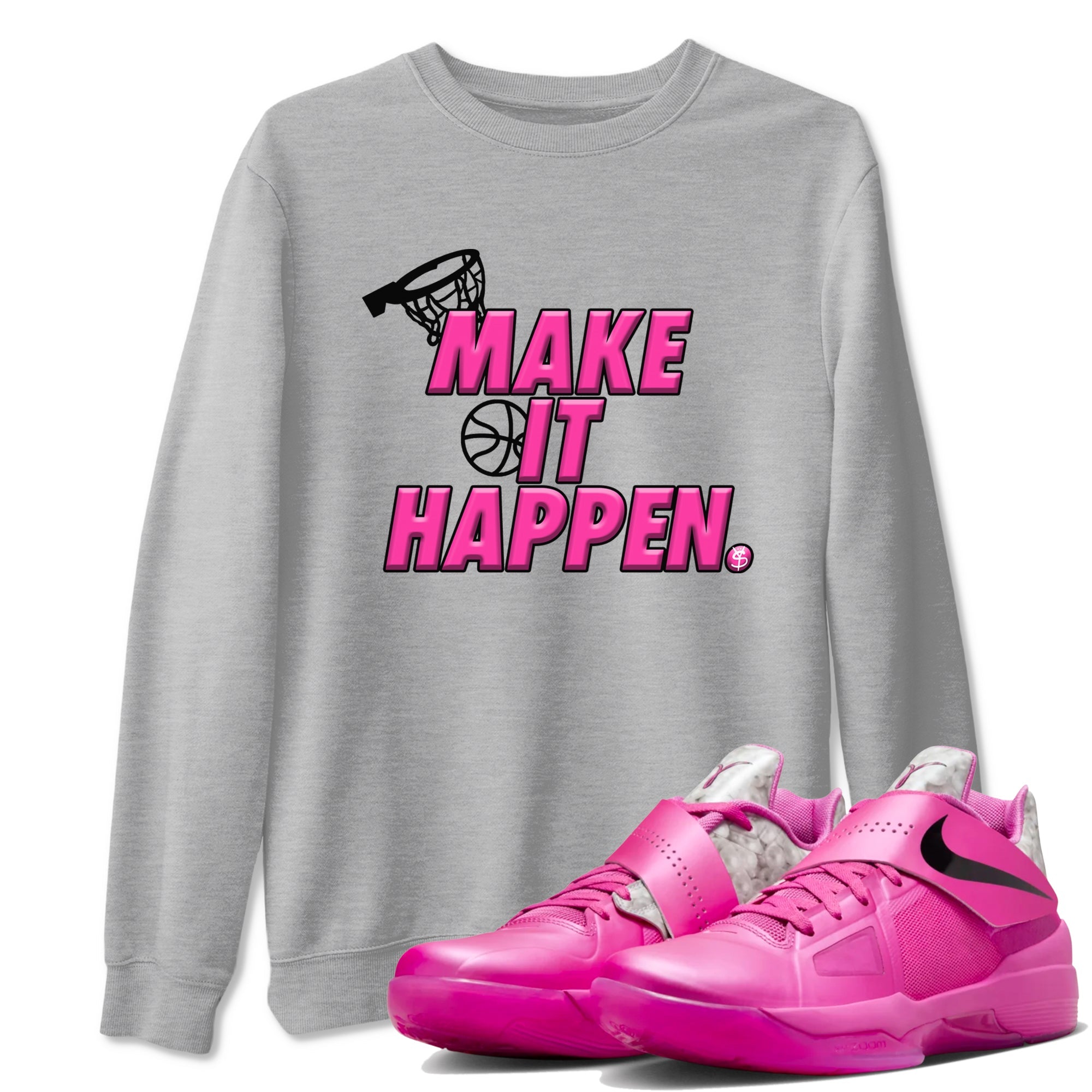 Nike KD 4 Retro Aunt Pearl shirts to match jordans Make It Happen sneaker match tees Nike KD 4 Aunt Pearl match shoes to clothes Drip Gear Zone unisex cotton Heather Grey 1 shirts
