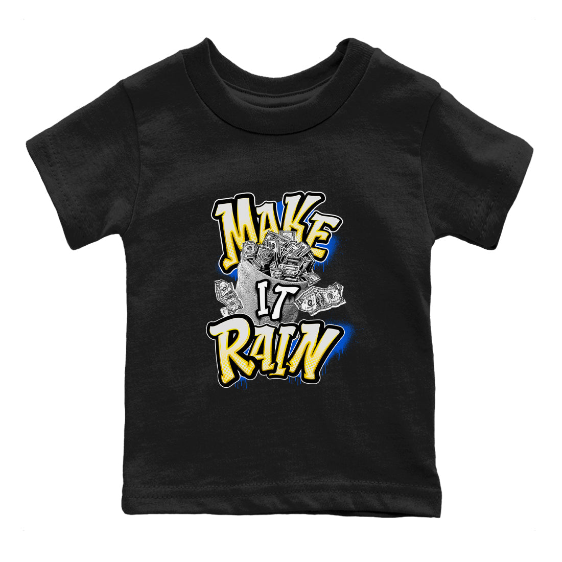 1s Travis Scott Canary shirt to match jordans Make It Rain Money sneaker tees Air Jordan 1 Travis Scott Canary Drip Gear Zone baby toddler Black 2 cotton Shirt