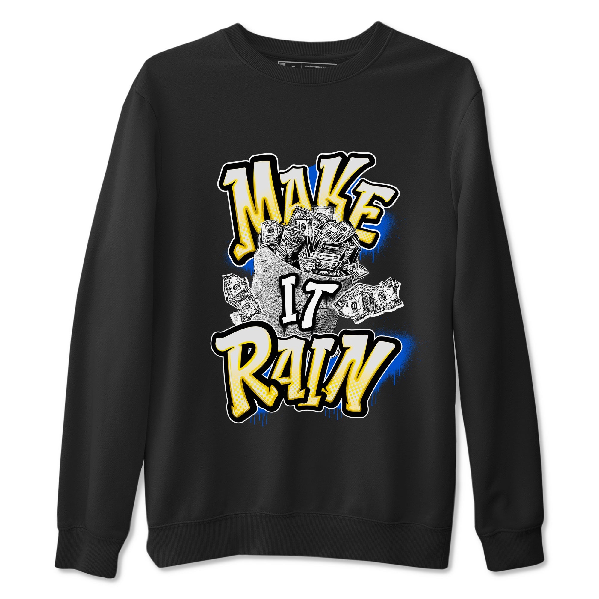 1s Travis Scott Canary shirt to match jordans Make It Rain Money sneaker tees Air Jordan 1 Travis Scott Canary Drip Gear Zone unisex cotton Black 2 crew neck shirt