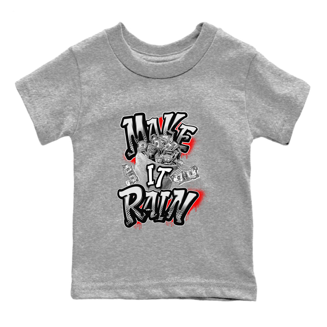 12s Taxi Flip shirts to match jordans Make It Rain Money sneaker match tees Air Jordan 12 Taxi Flip Drip Gear Zone streetwear brand Baby and Youth Heather Grey 2 cotton tee