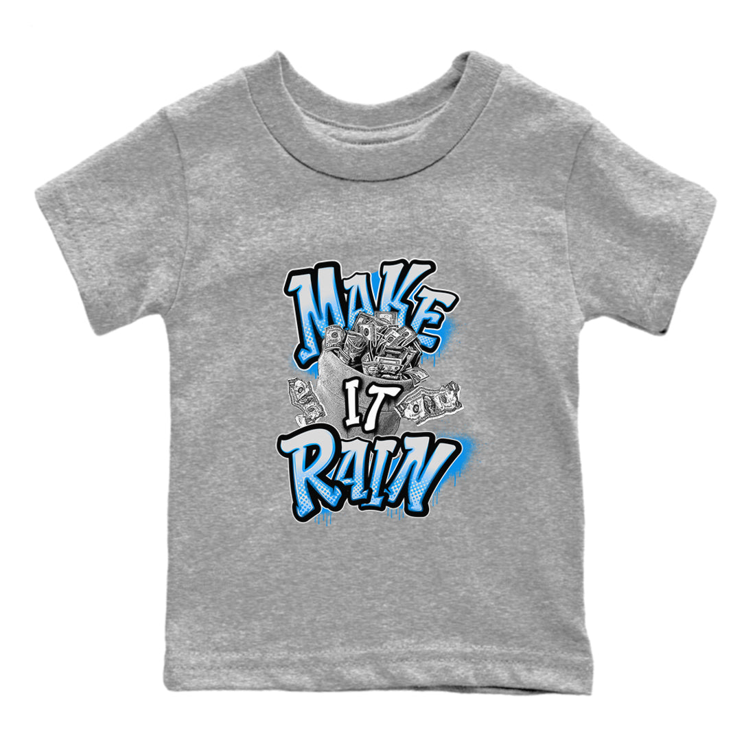 Air Jordan 4 Industrial Blue shirt to match jordans Make It Rain Money sneaker tees Air Jordan 4 Military Blue Drip Gear Zone baby toddler Heather Grey 2 cotton Shirt
